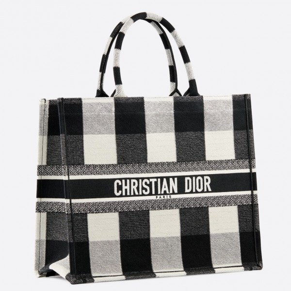 Dior Book Tote Bag  Checkered Canvas