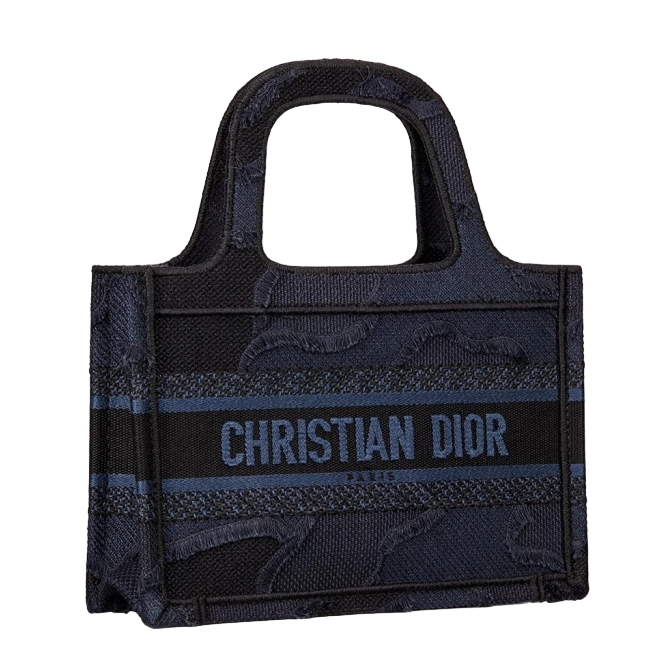 Dior Mini Book Tote Bag In Blue Camouflage Canvas