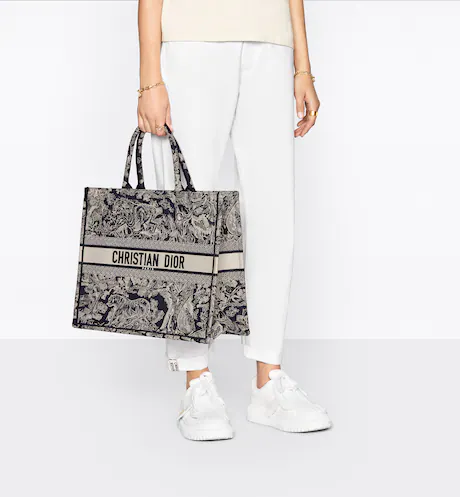 LARGE DIOR BOOK TOTE Blue Toile de  (42 x 35 x 18.5 cm)