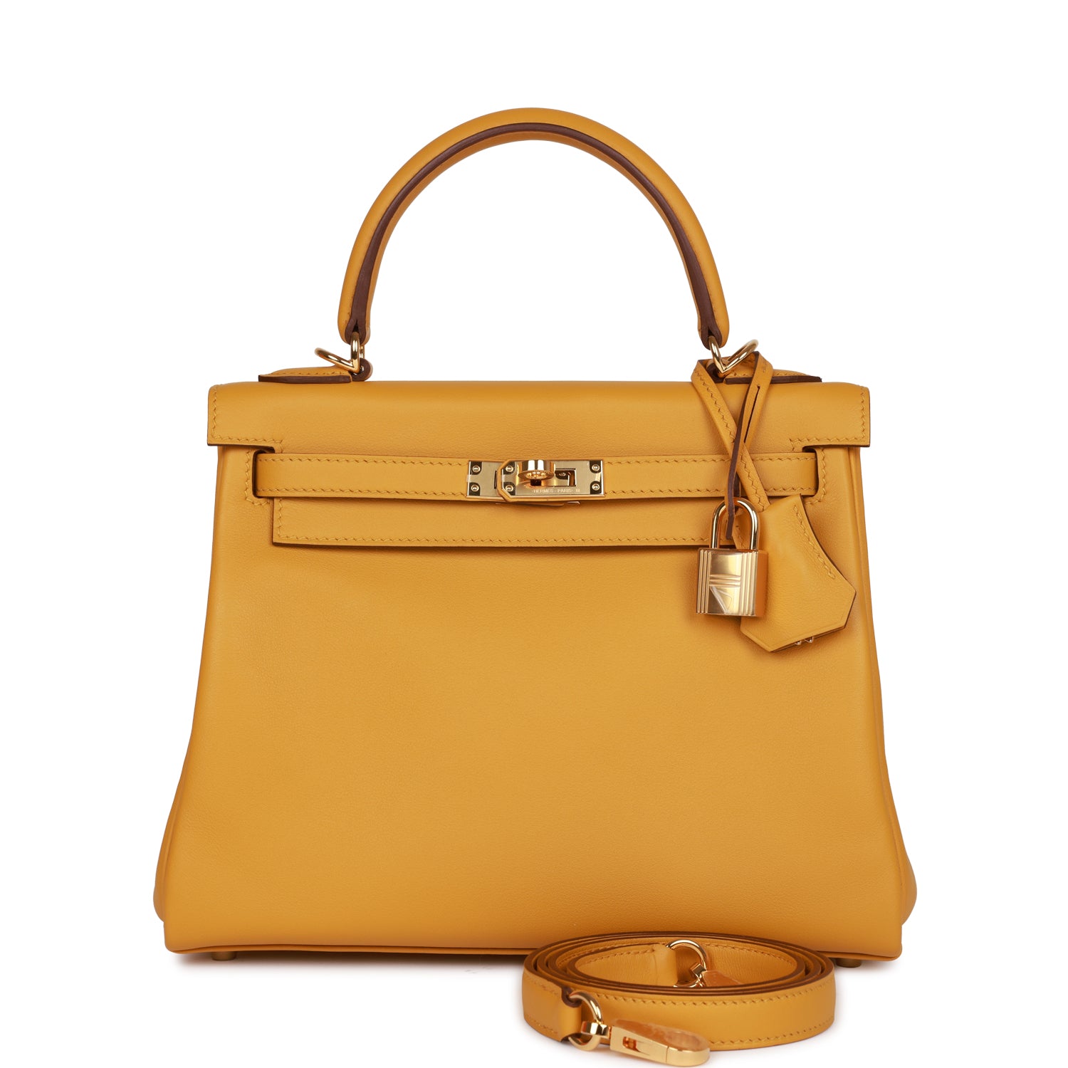 HE&&ME Kelly Retourne 25 Jaune Ambre Swift Gold Hardware