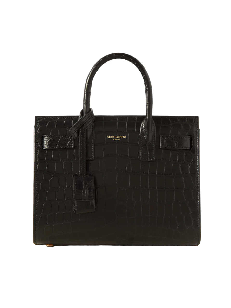 Croc-effect leather mini tote
