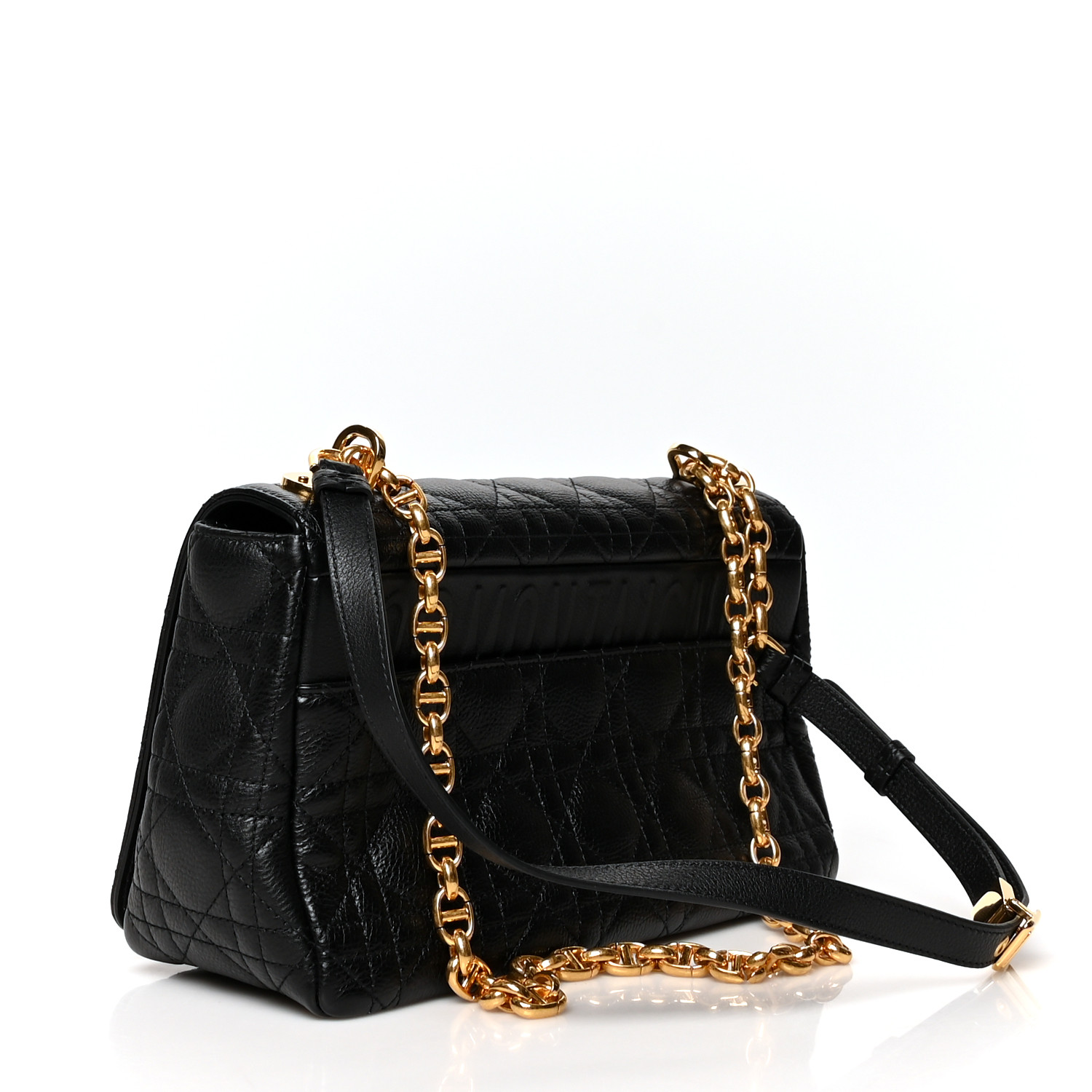 CHRISTIAN DIOR Calfskin Cannage Caro Bag Black