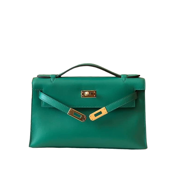 HE&&ME Kelly Pochette Vert Vertigo Swift Gold Hardware