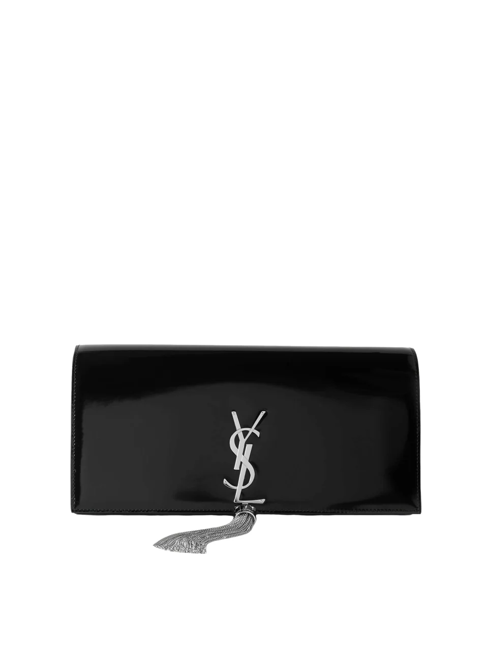 Kate glossed-leather clutch