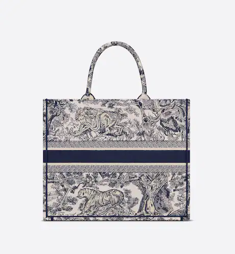 LARGE DIOR BOOK TOTE Blue Toile de  (42 x 35 x 18.5 cm)