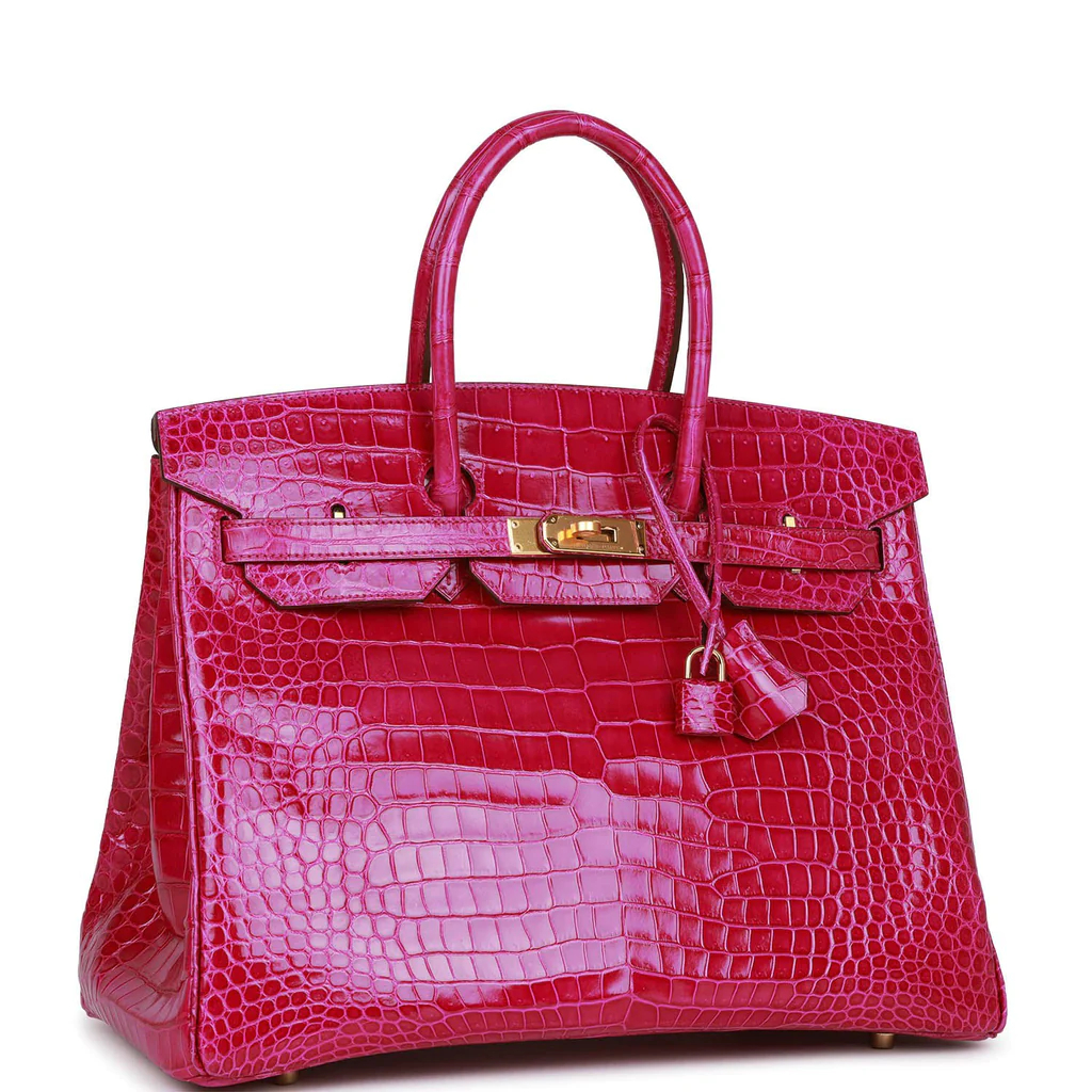 HE&&ME Birkin 35 Rose Scheherazade Shiny Niloticus Crocodile Gold Hardware