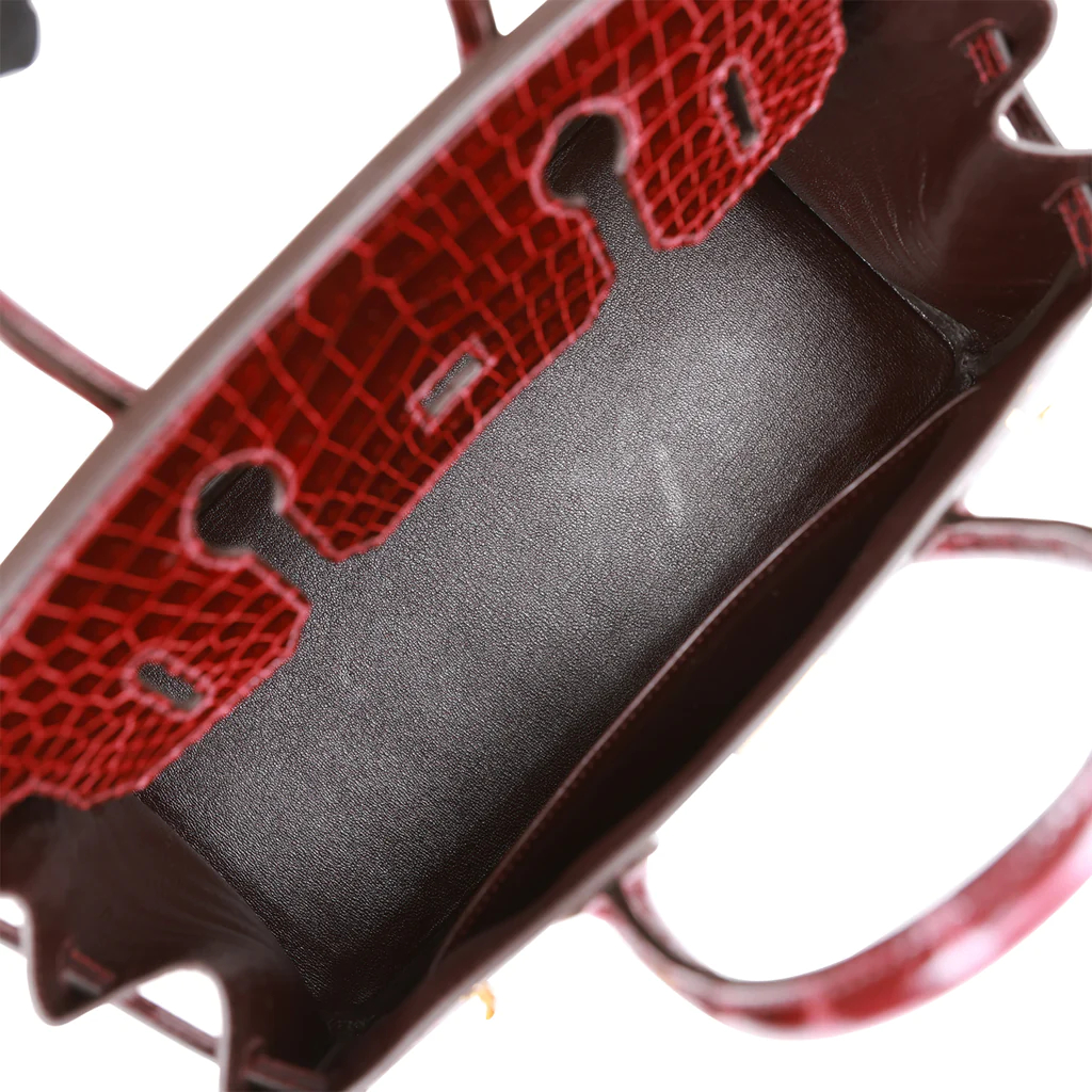 HE&&ME Birkin 30 Bordeaux Shiny Porosus Crocodile Gold Hardware