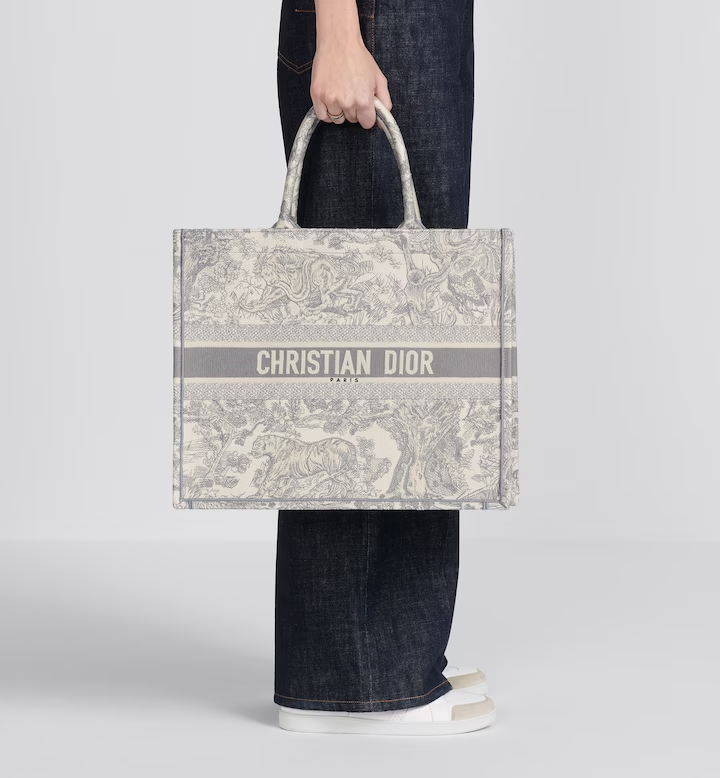 LARGE DIOR BOOK TOTE Gray Toile de  (42 x 35 x 18.5 cm)