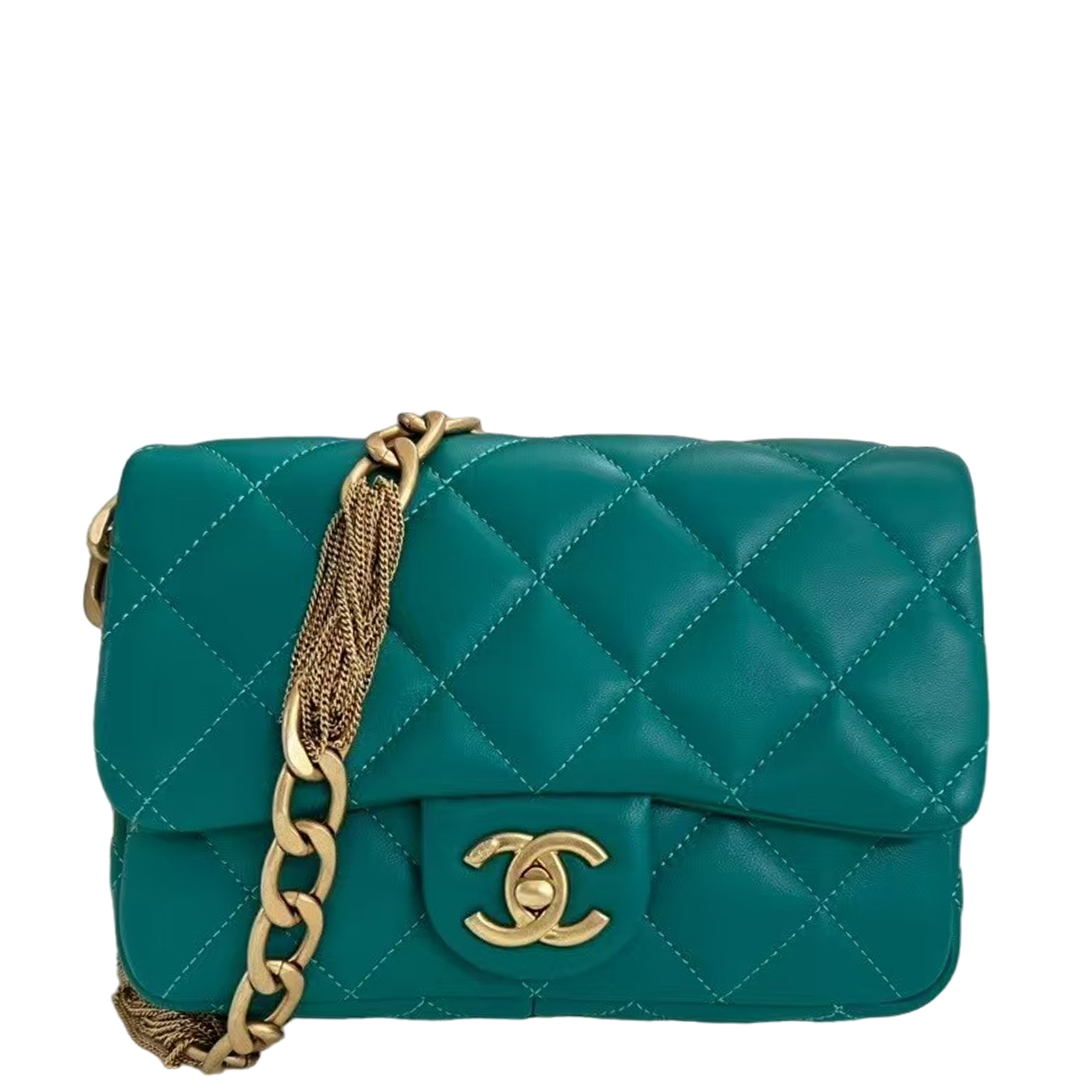 gold button engraved bag