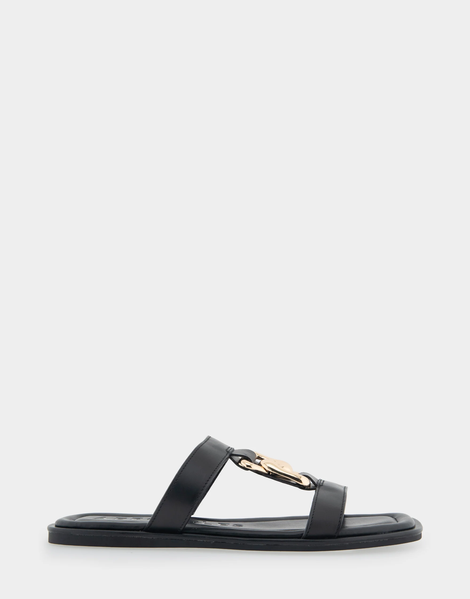 Boston Black Leather Ornamented Sandal