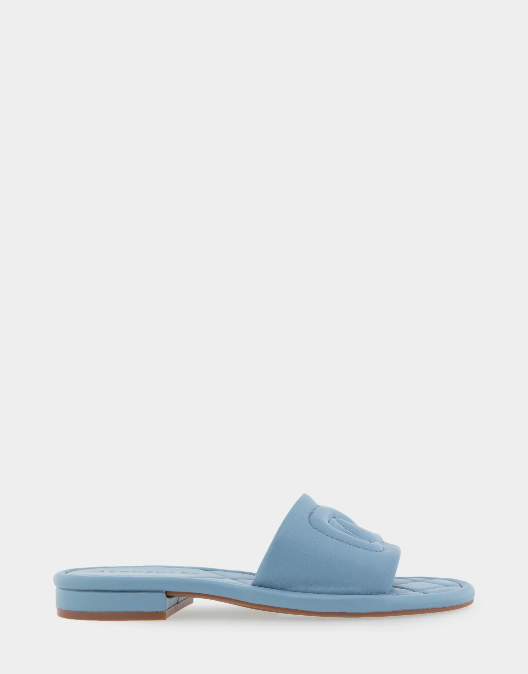 Jilda Dusty Blue Leather Debossed Chain Link Slide