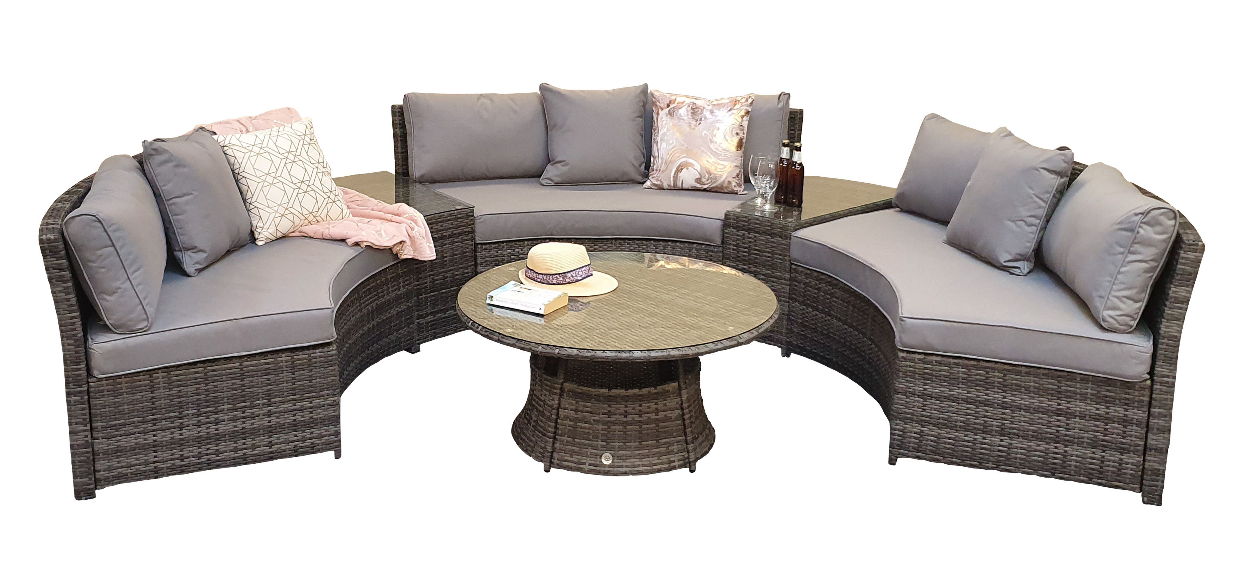 【Home&Garden】Garden Furniture Juliet Grey Half Moon Sofa Set