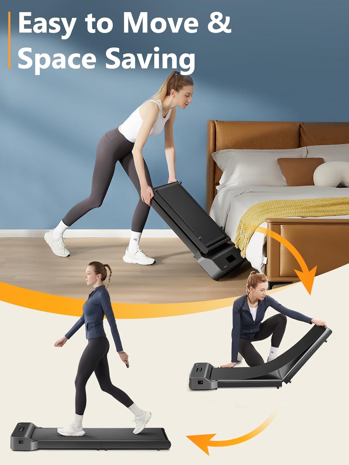 Walkingpad Z1 Walking Pad Treadmill, 180° Folding Under Desk Treadmill for Home Office with Remote Control and LED Display, Compact Treadmill Adjustable Speed 1-6 km/h