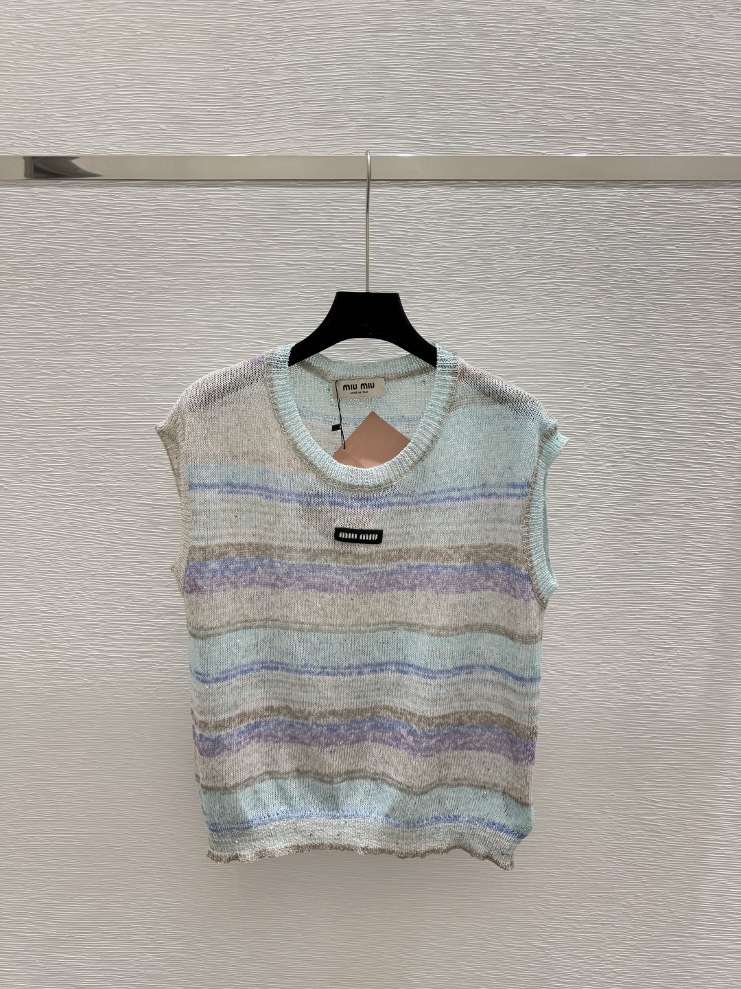 MIUMIU 2025ss Early spring new round neck multi-color sequined knitted vest