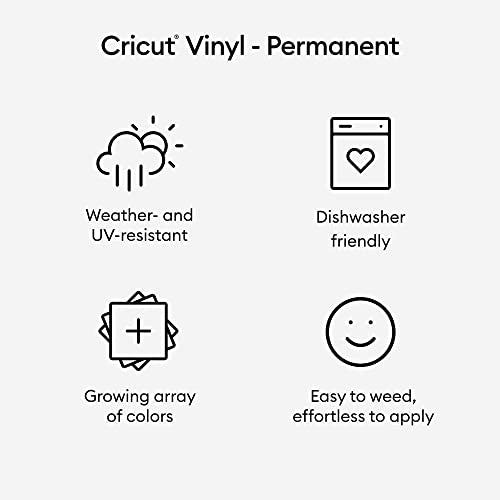  Cricut Premium Permanent Vinyl Roll (12 in x 15 ft),  Weather-Resistant, Dishwasher-Safe & Fade-Proof, Compatible with Cricut  Cutting Machines, Create Signs, Labels, & Personalize DIY Project, Black :  Arts, Crafts 