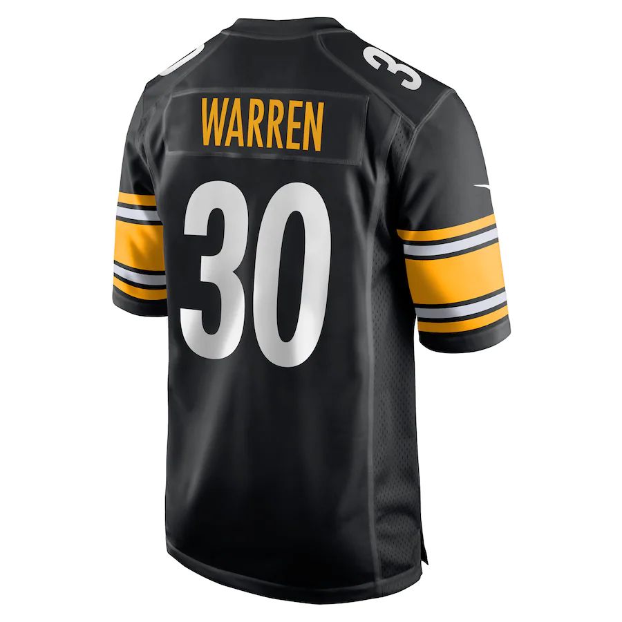 P.Steelers #30 Jaylen Warren Black Game Player Jersey Stitched American ...