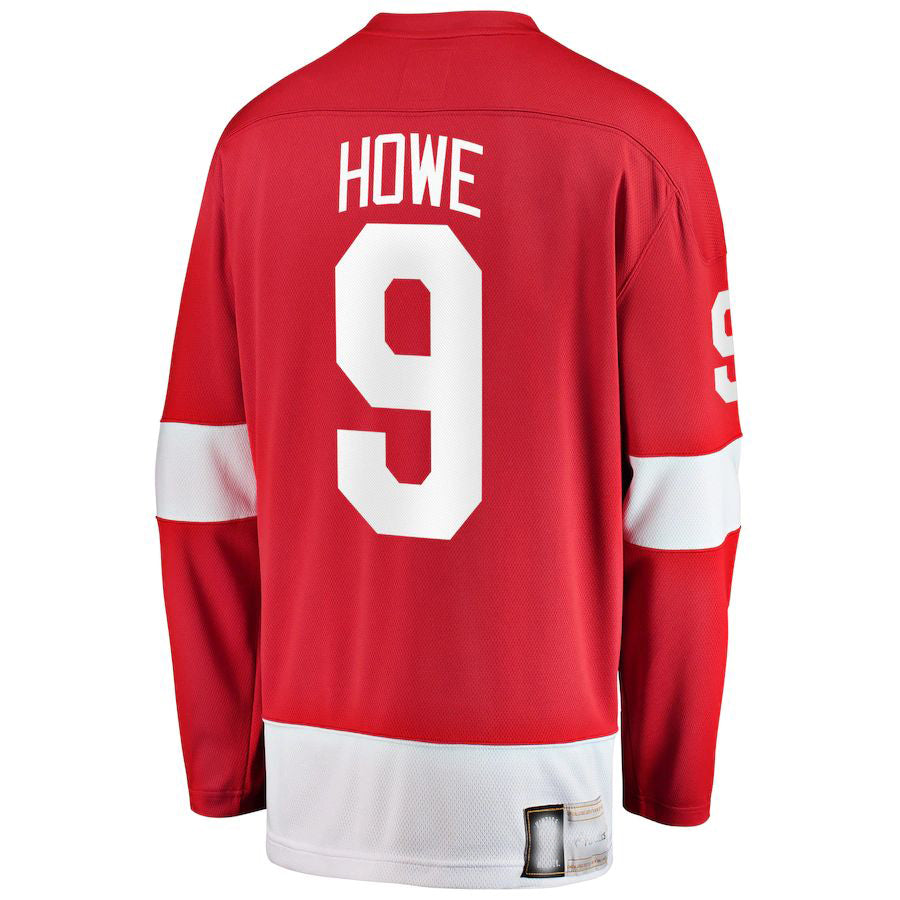 D.Red Wings 9 Gordie Howe Fanatics Branded Premier Breakaway Retired
