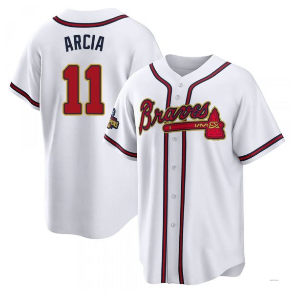 Atlanta Braves #11 Orlando Arcia Gold White 2022 Program Jersey ...