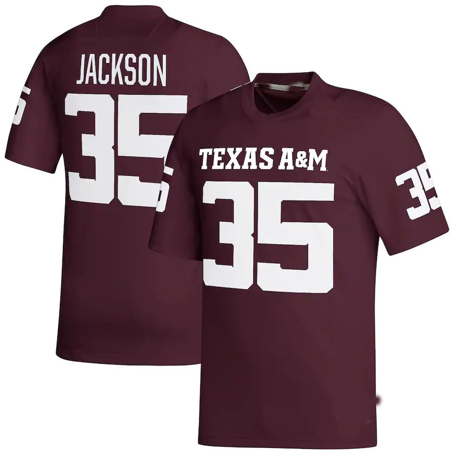 T.A&M Aggies #35 McKinnley Jackson NIL Replica Football Jersey Maroon ...