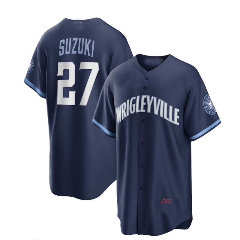 Chicago Cubs #27 Seiya Suzuki City Connect Replica Player Jersey - Navy ...