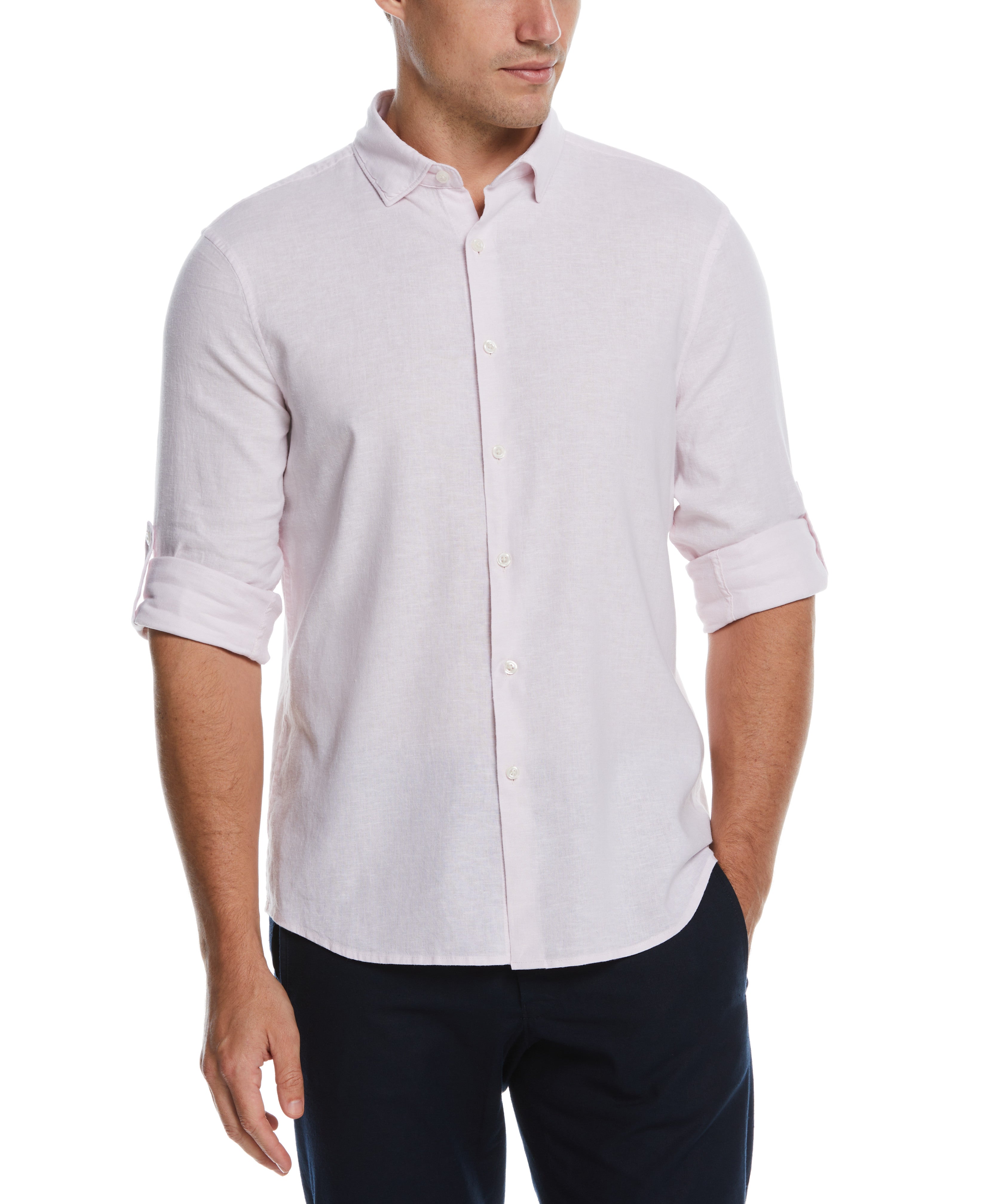 MWP - Untucked Slim Fit Linen Blend Rolled Sleeve Shirt