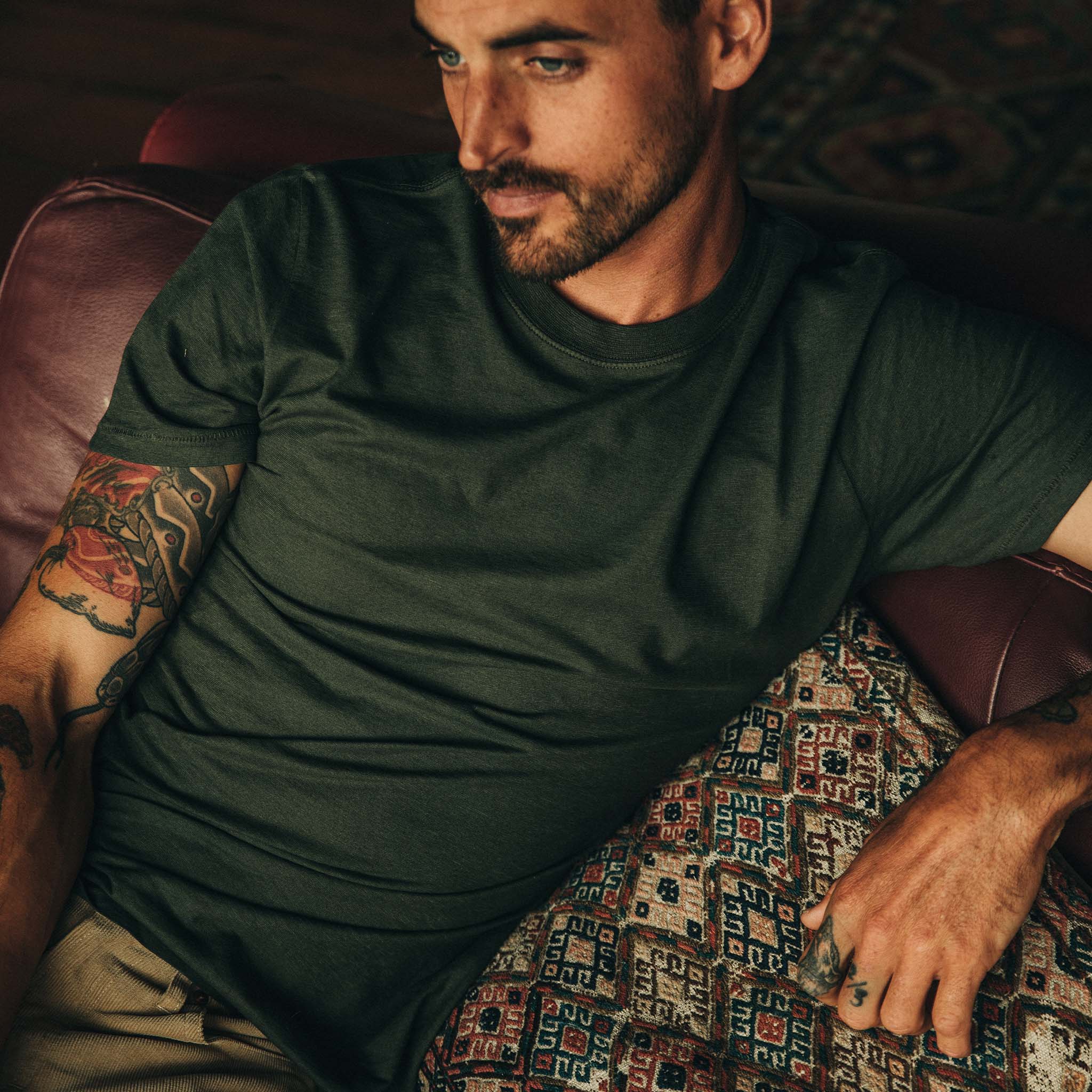 The Cotton Hemp Tee in Forest