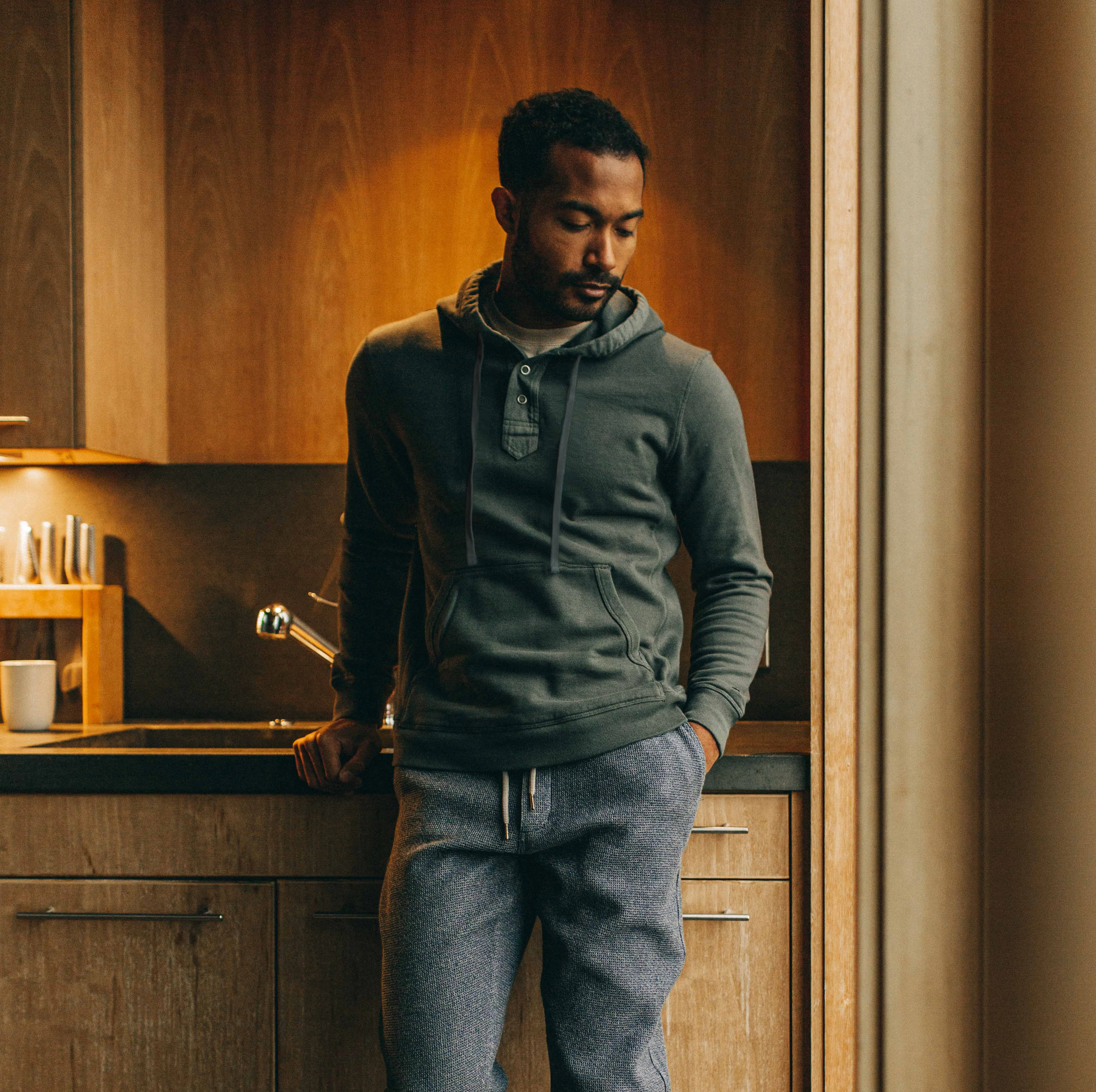 The Fillmore Snap Hoodie in Deep Sea Terry