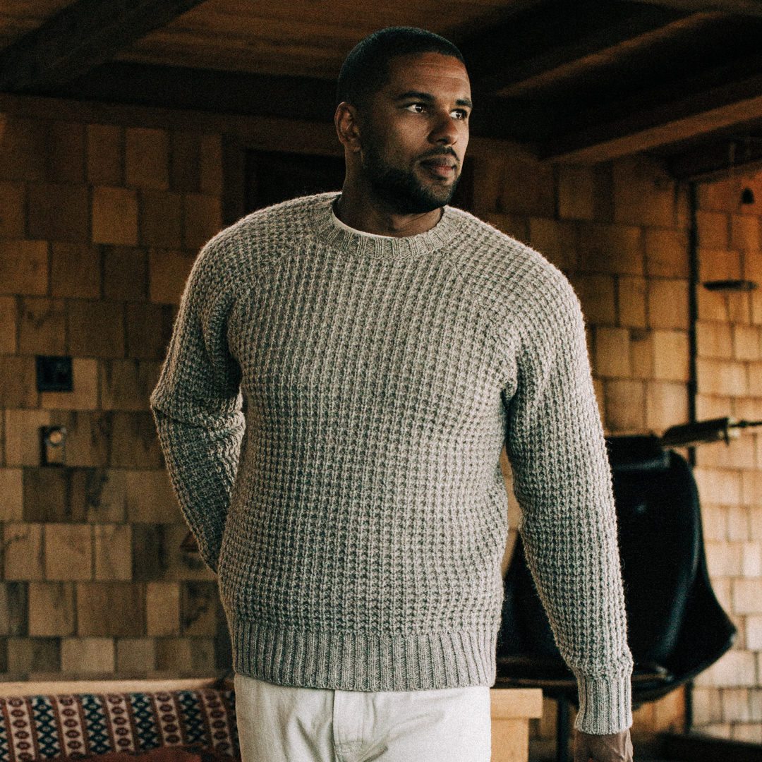 The Fisherman Sweater in Natural Waffle