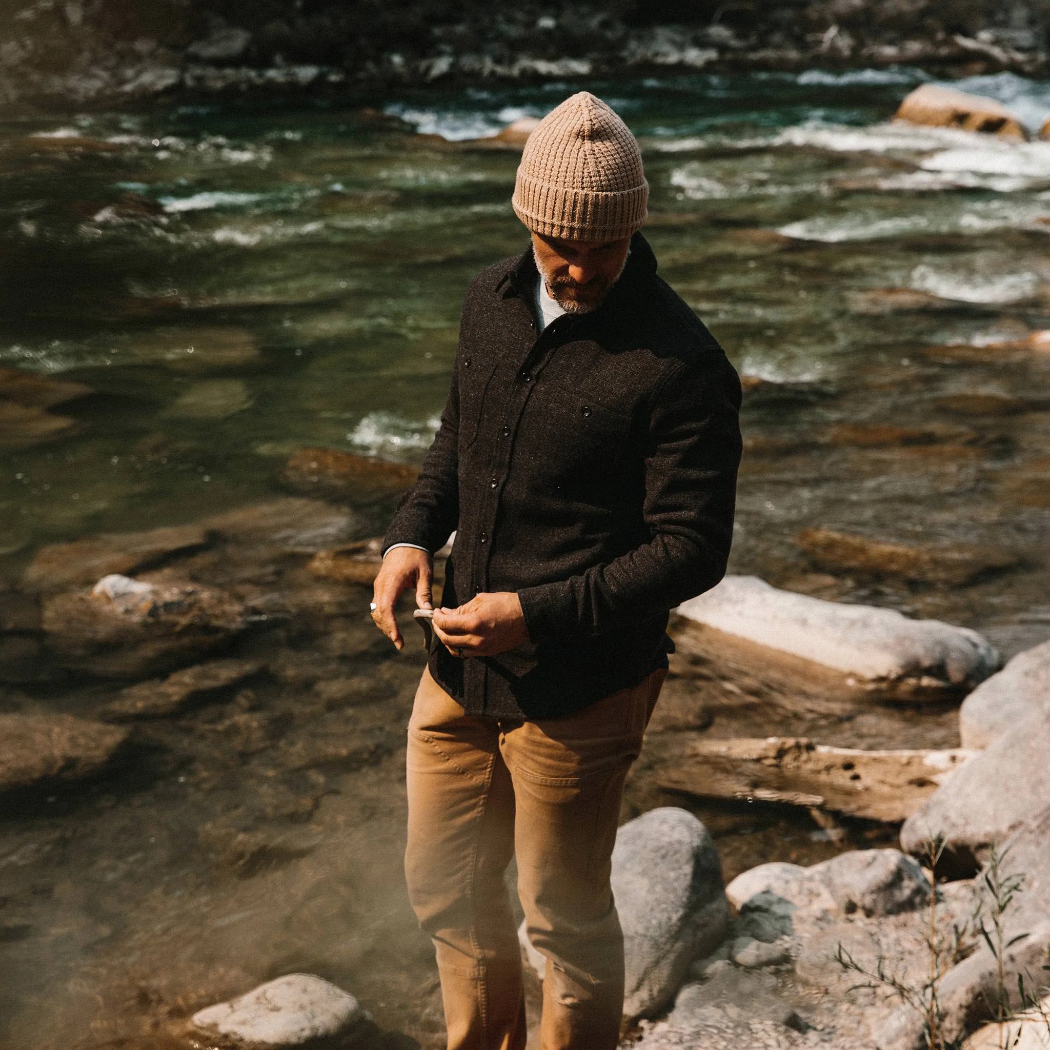 The Service Shirt in Moss Melange Wool