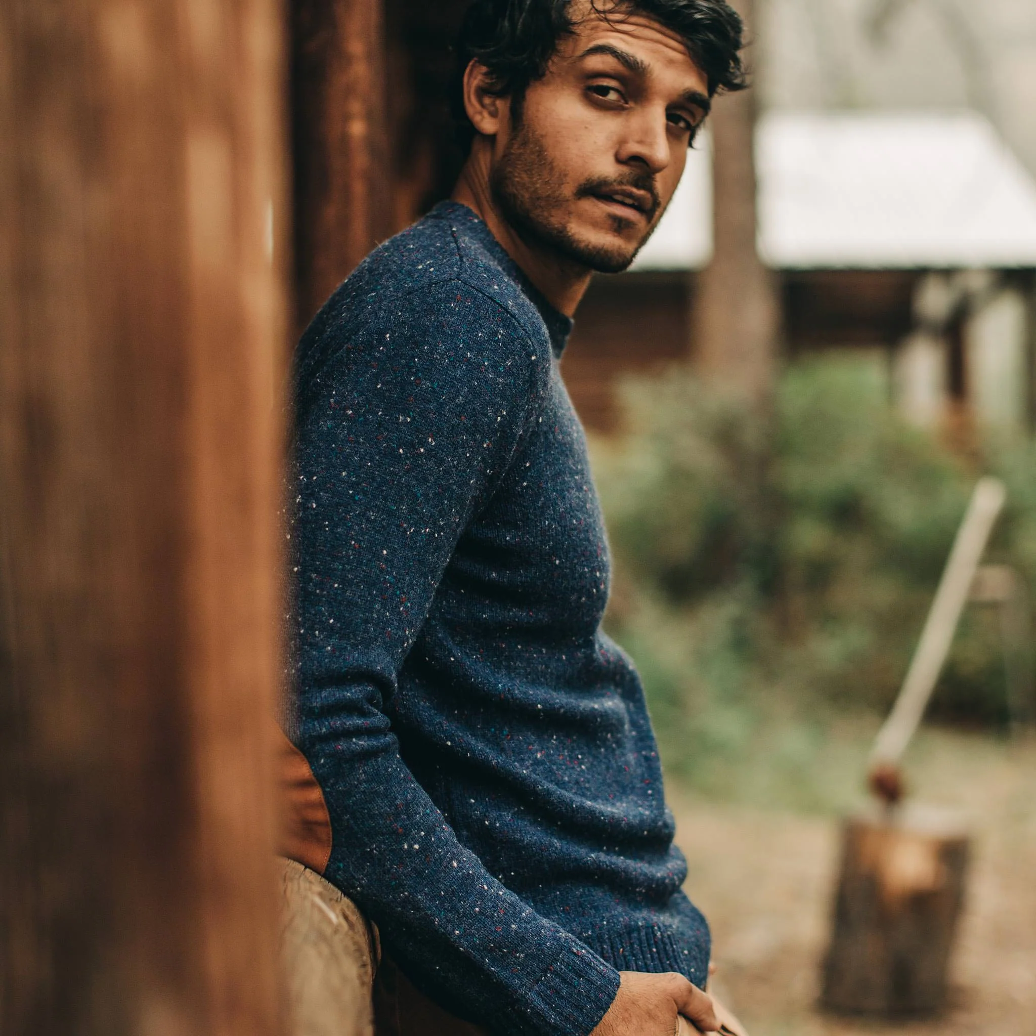The Hardtack Sweater in Navy Donegal