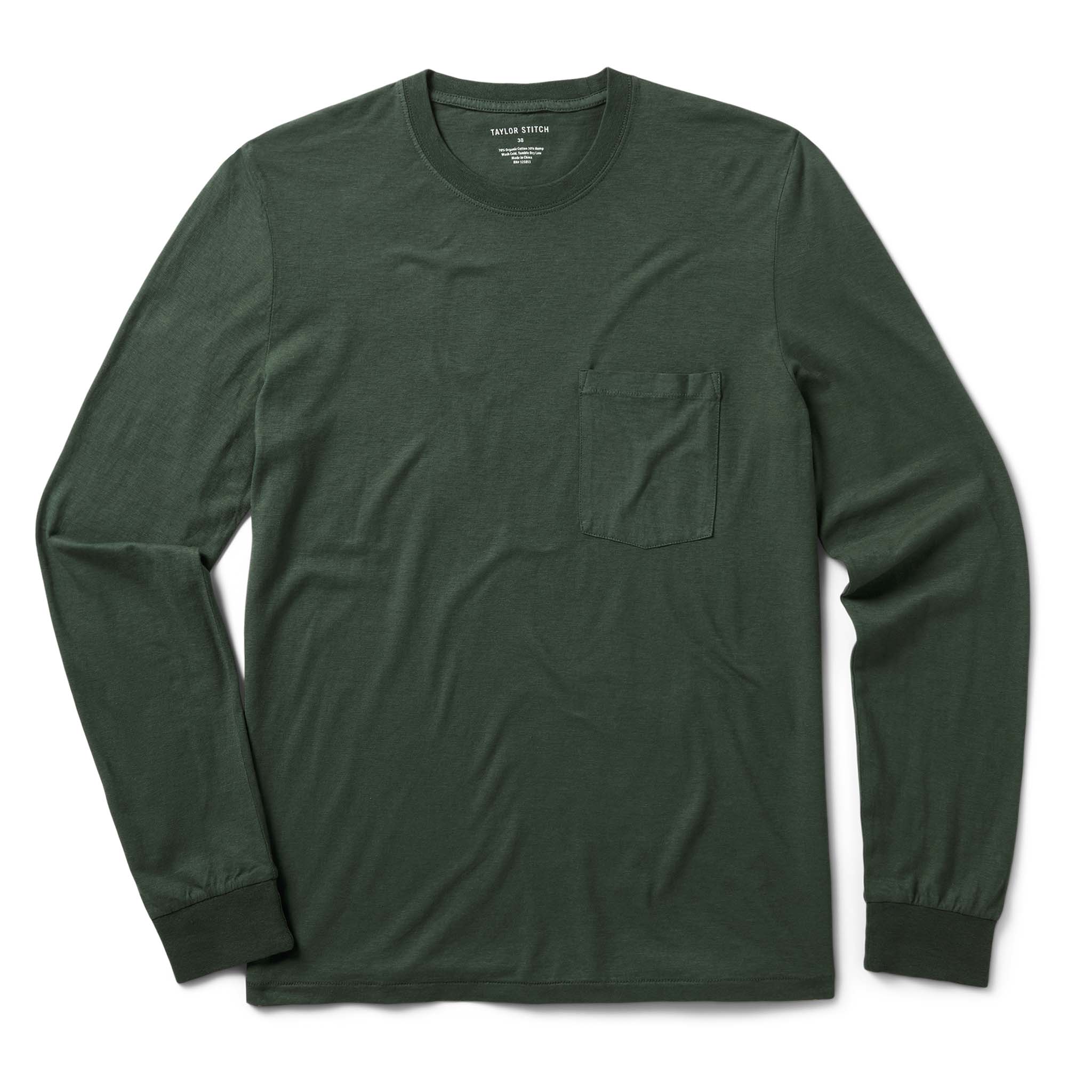 The Cotton Hemp Long Sleeve Tee in Pine