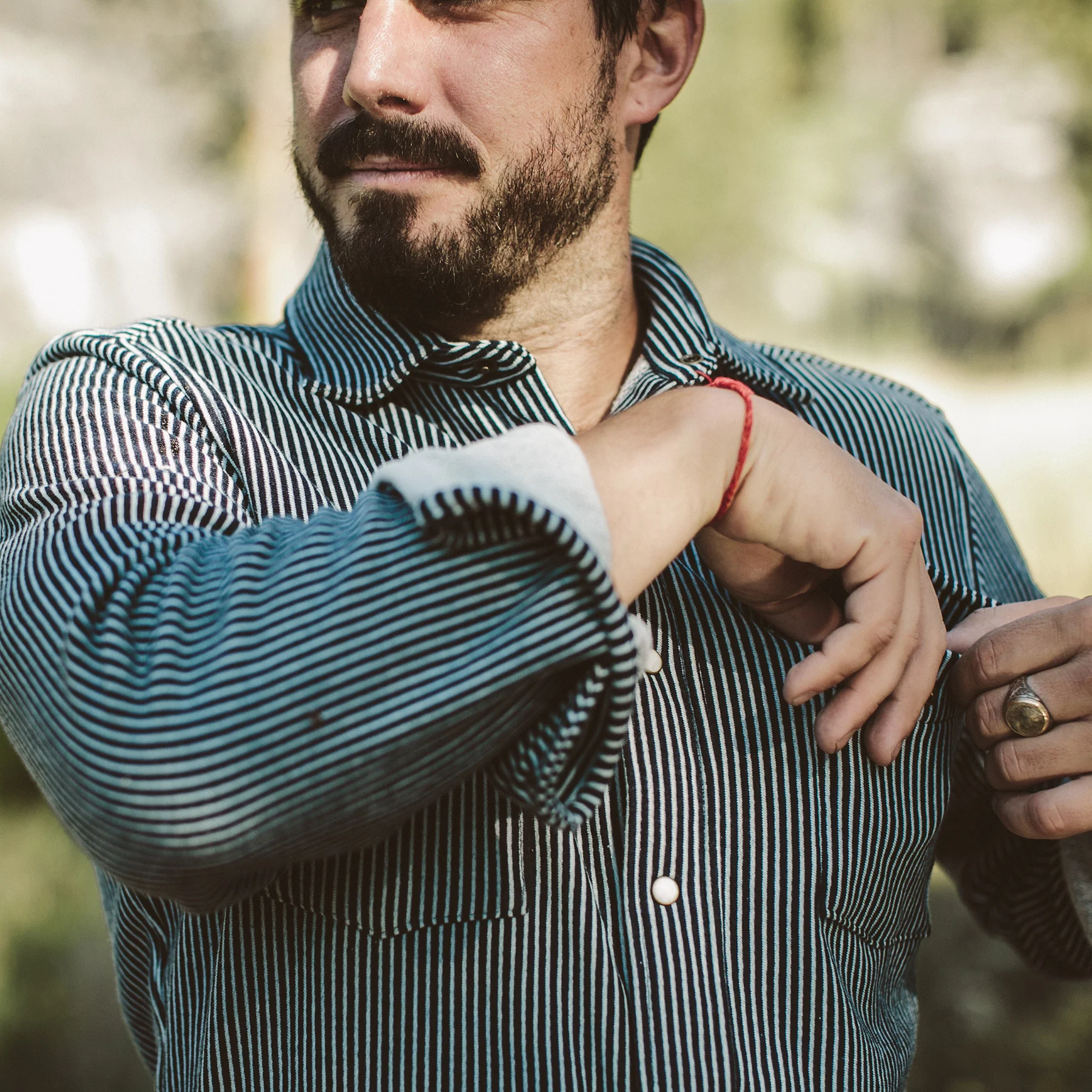 The Glacier Shirt in Hickory Stripe French Terry