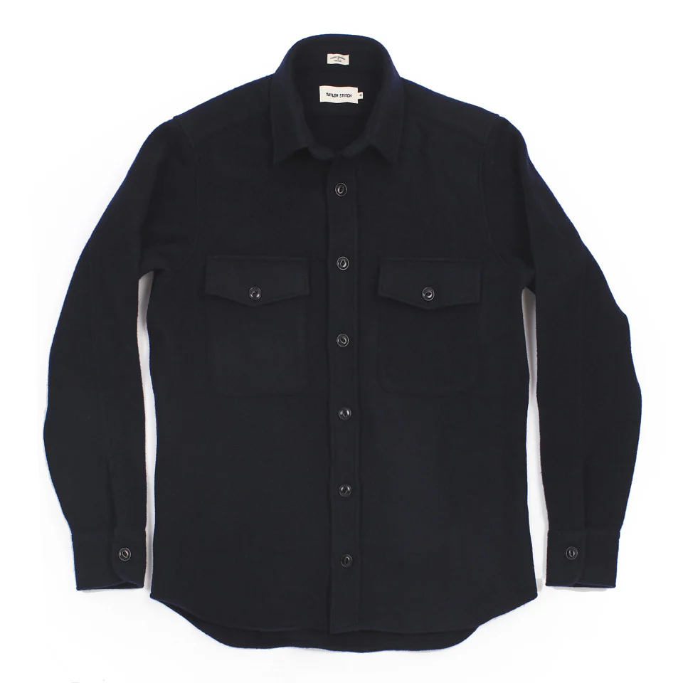 The Maritime Shirt Jacket in Navy Melton Wool