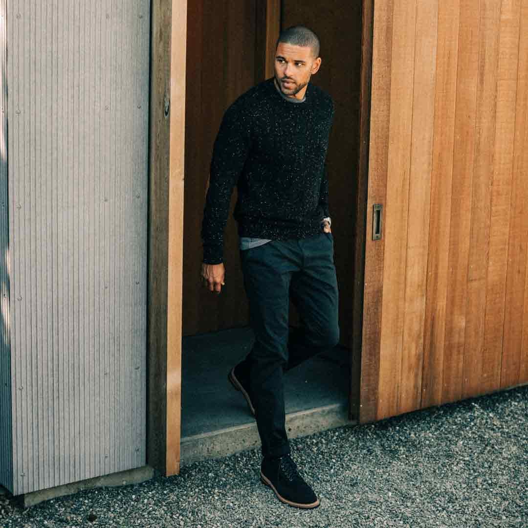 The Hardtack Sweater in Black Yak Donegal