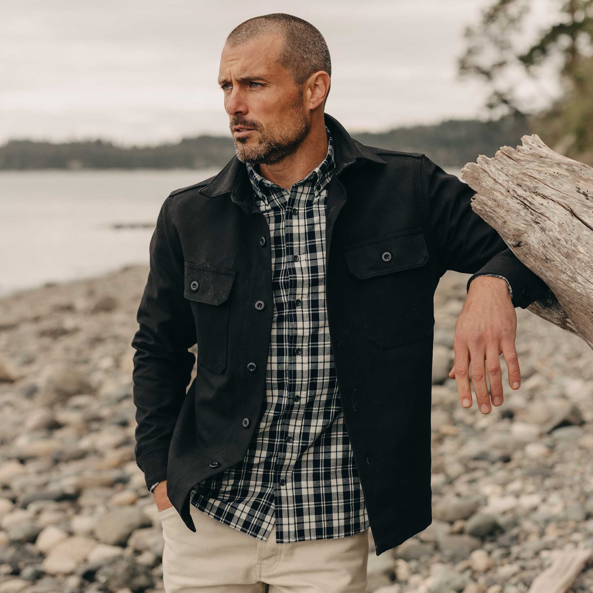 The Good Acre Forge Overshirt in Black Canvas