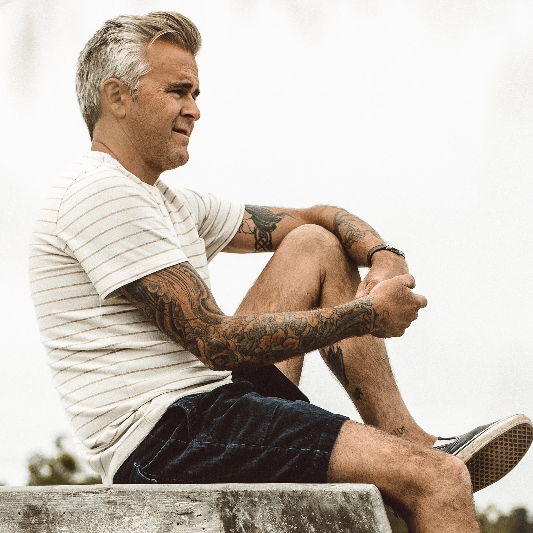 The Heavy Bag Tee in Natural Stripe