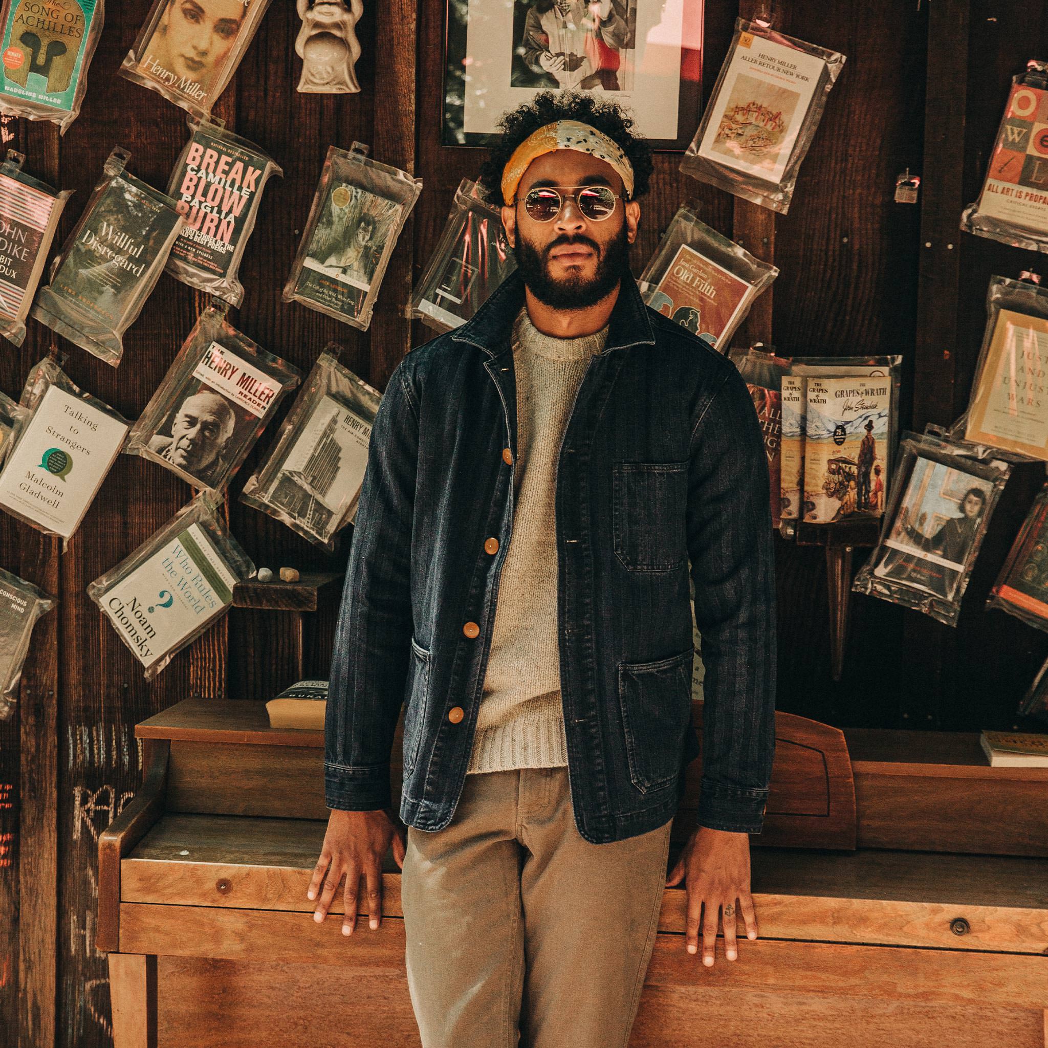 The Ojai Jacket in Washed Indigo Herringbone