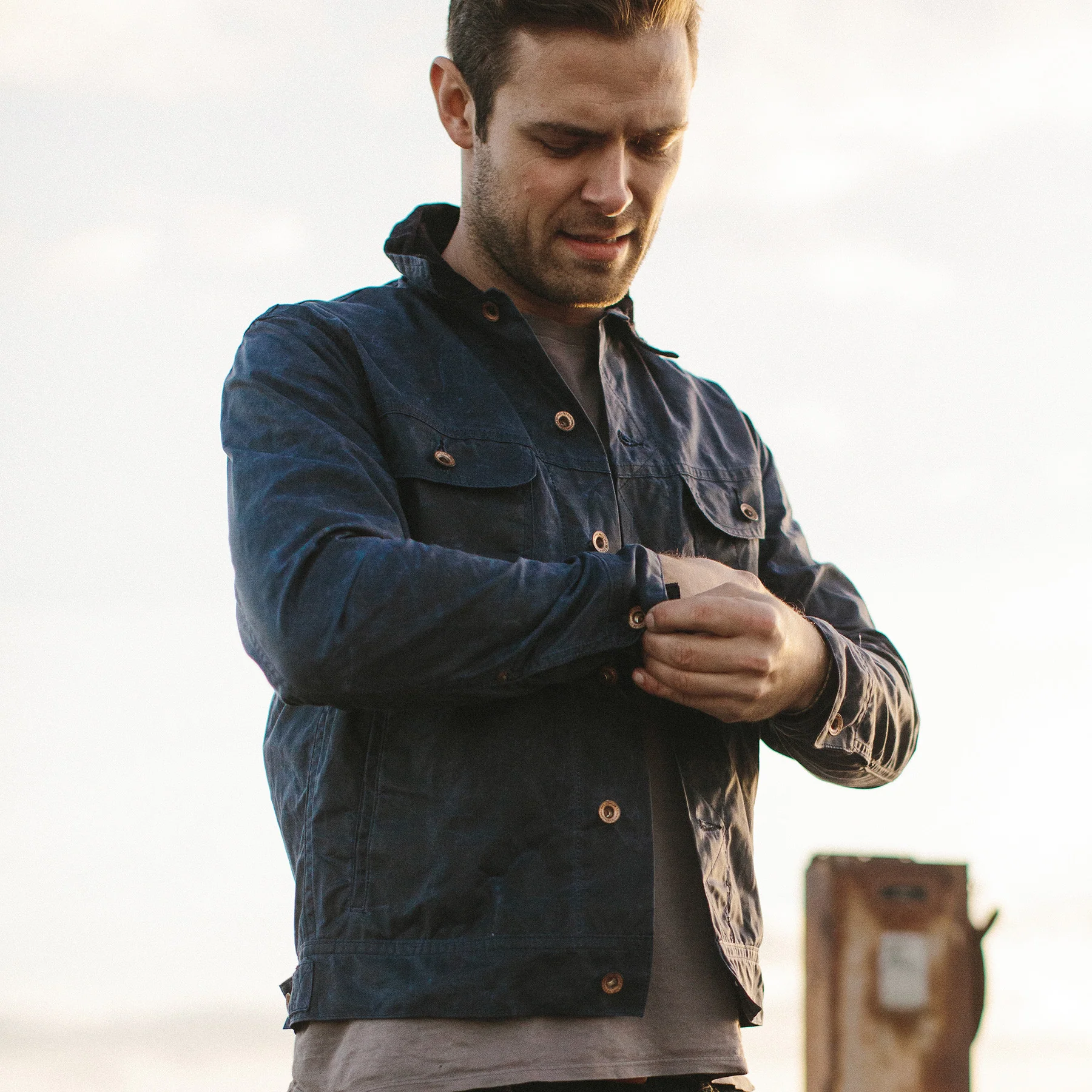 The Long Haul Jacket in Navy Waxed Canvas