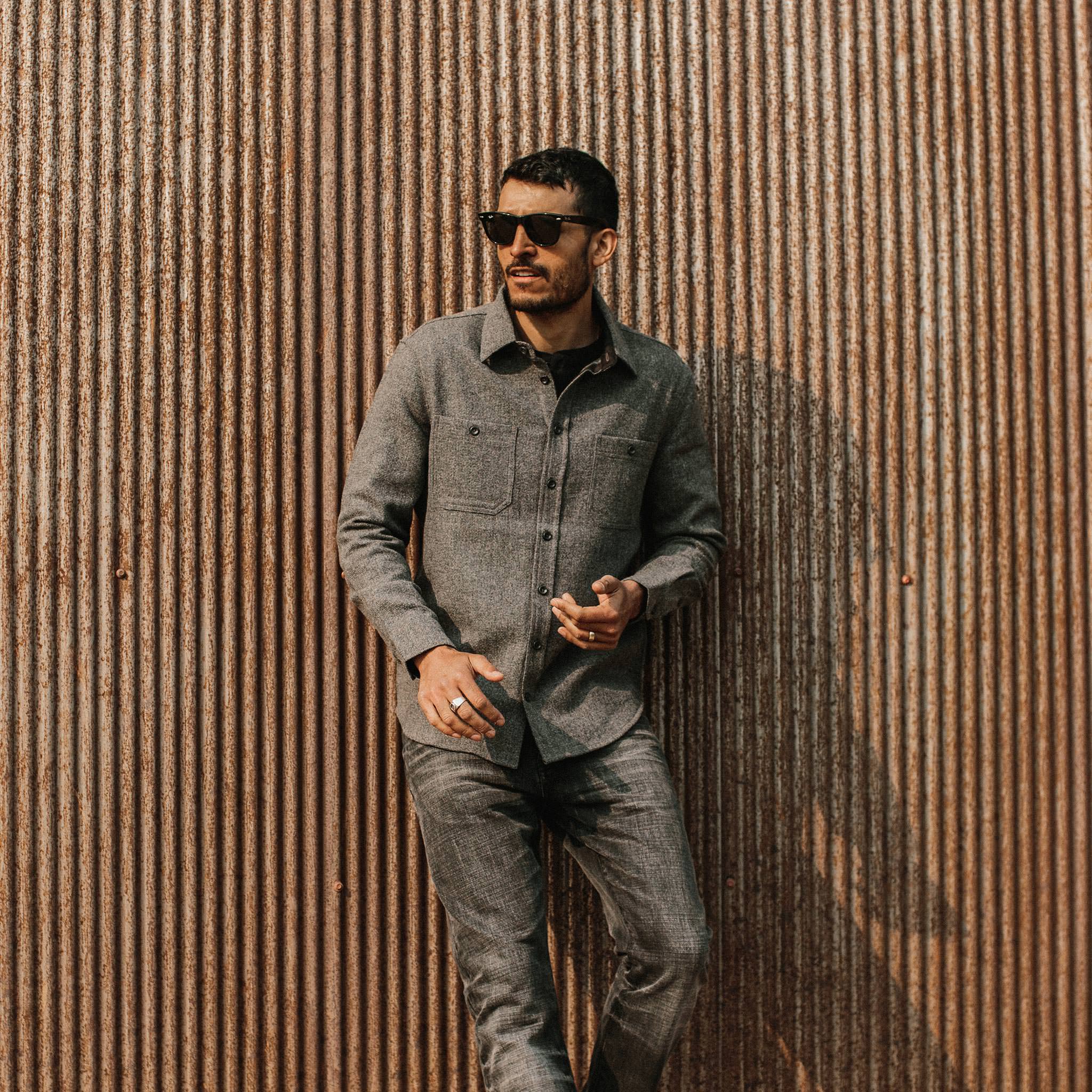 The Service Shirt in Ash Melange Wool