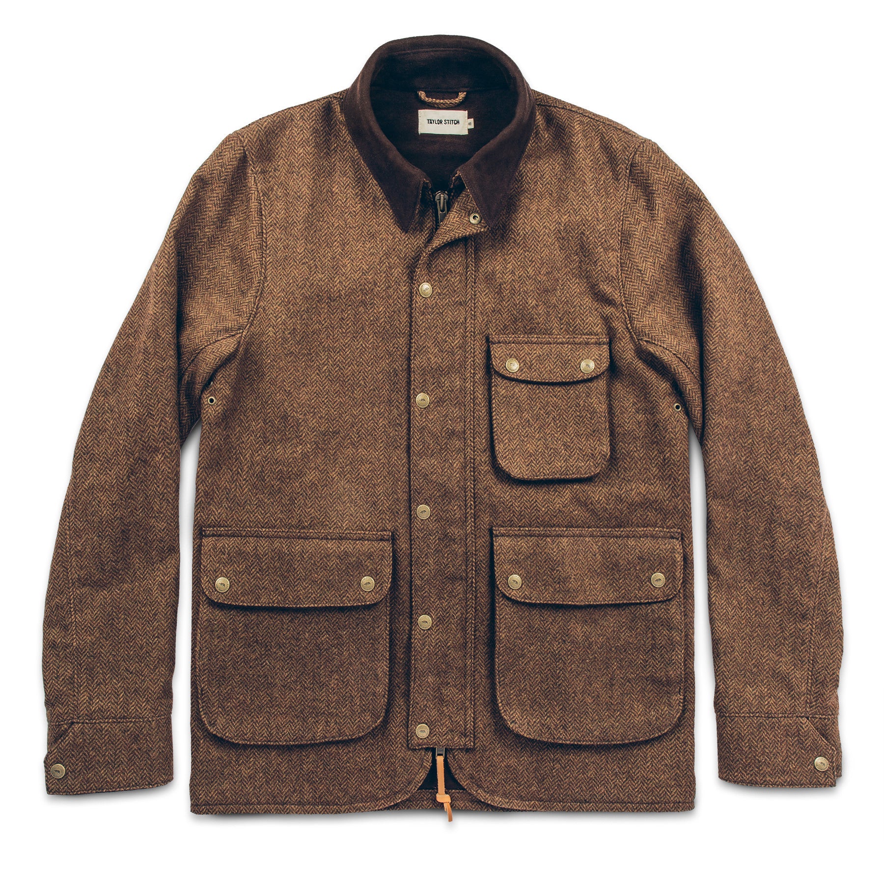 The Rover Jacket in Oak Herringbone Waxed Wool