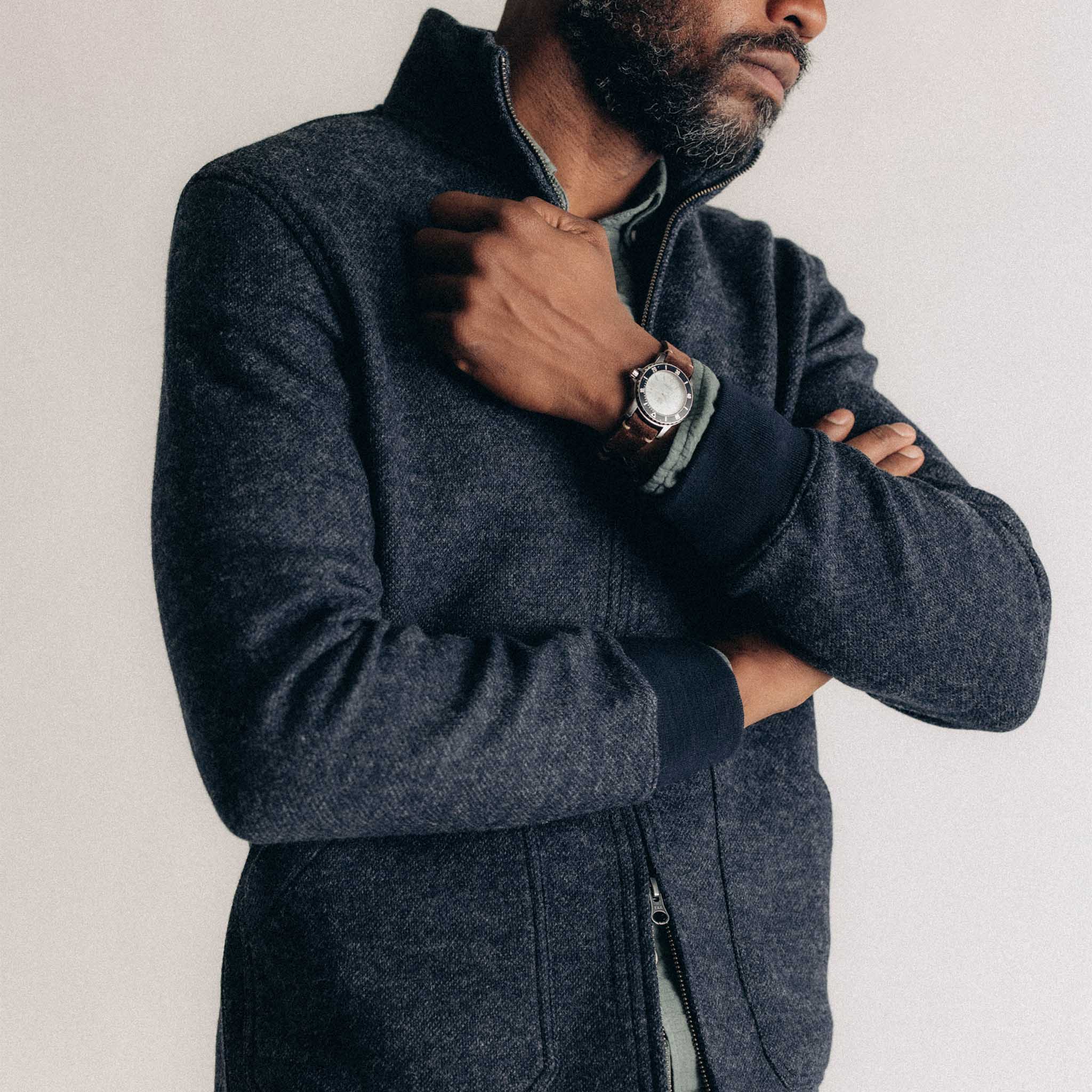 The Evans Jacket in Navy Birdseye Wool
