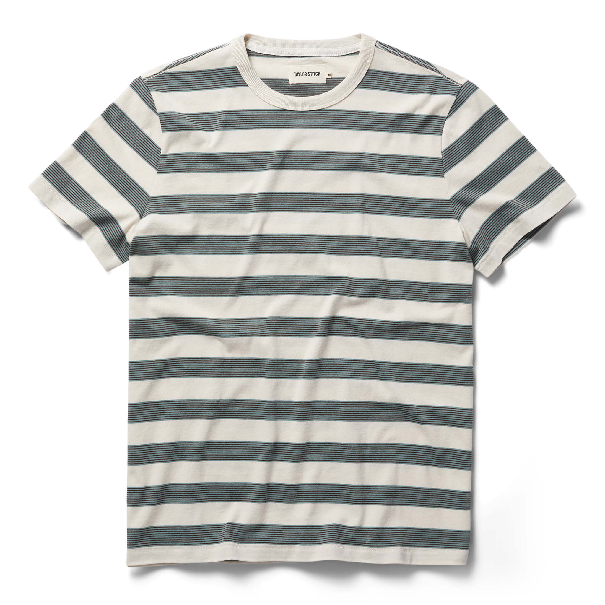 The Organic Cotton Tee in Natural and Ocean Stripe