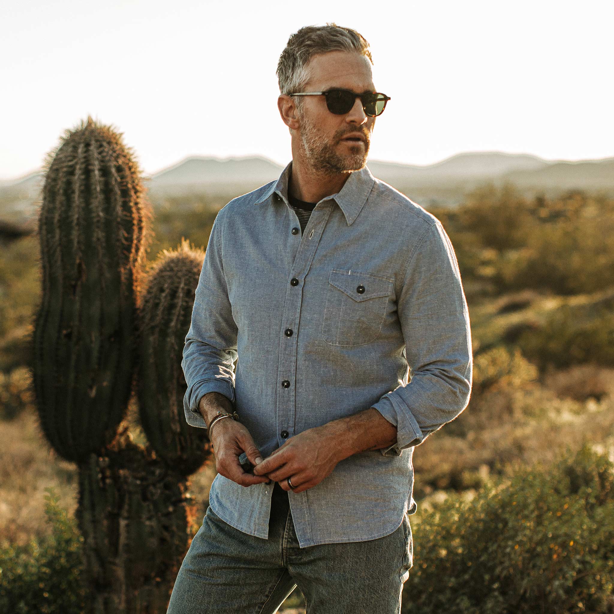 The Cash Shirt in Washed Hemp Chambray