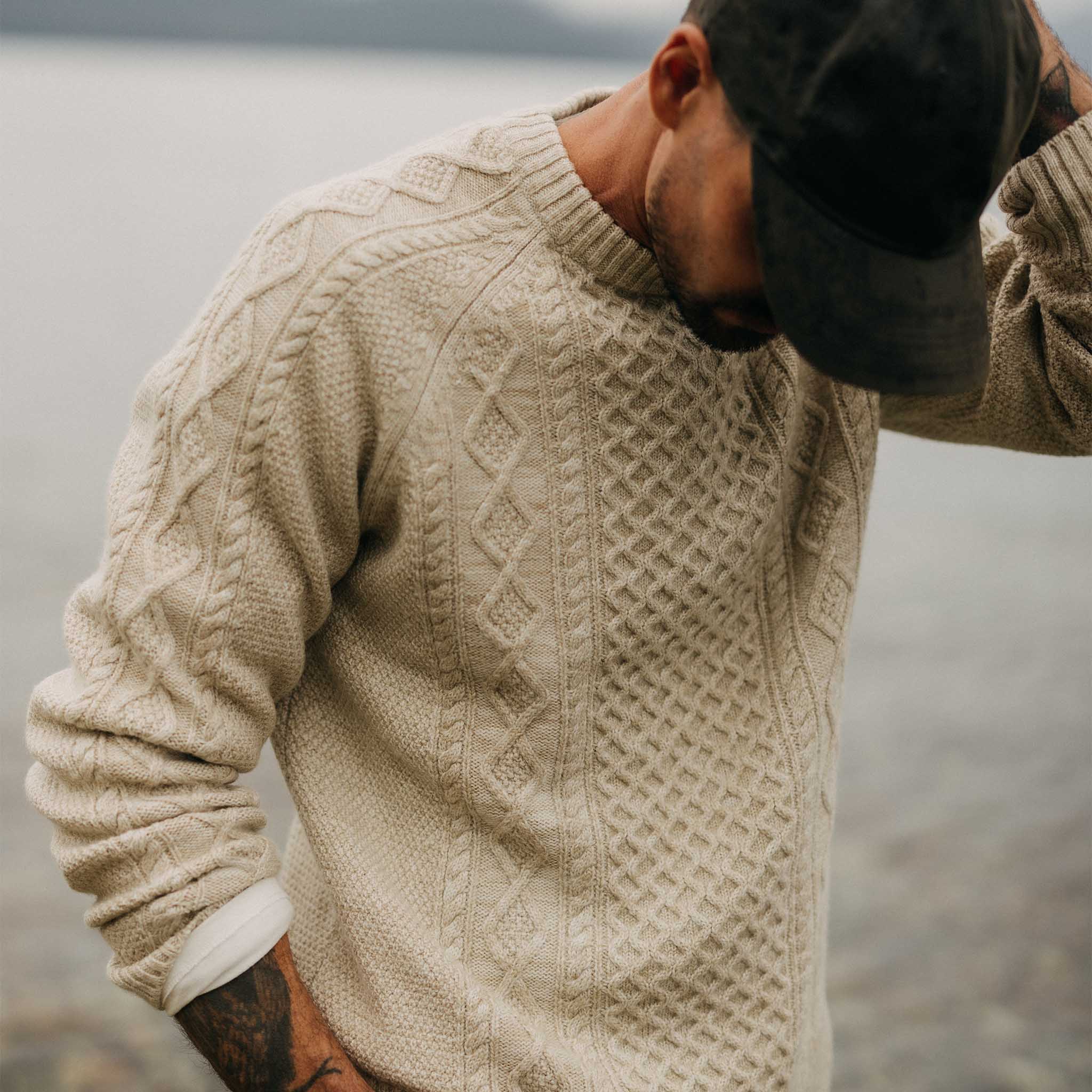 The Orr Sweater in Marled Oat Merino