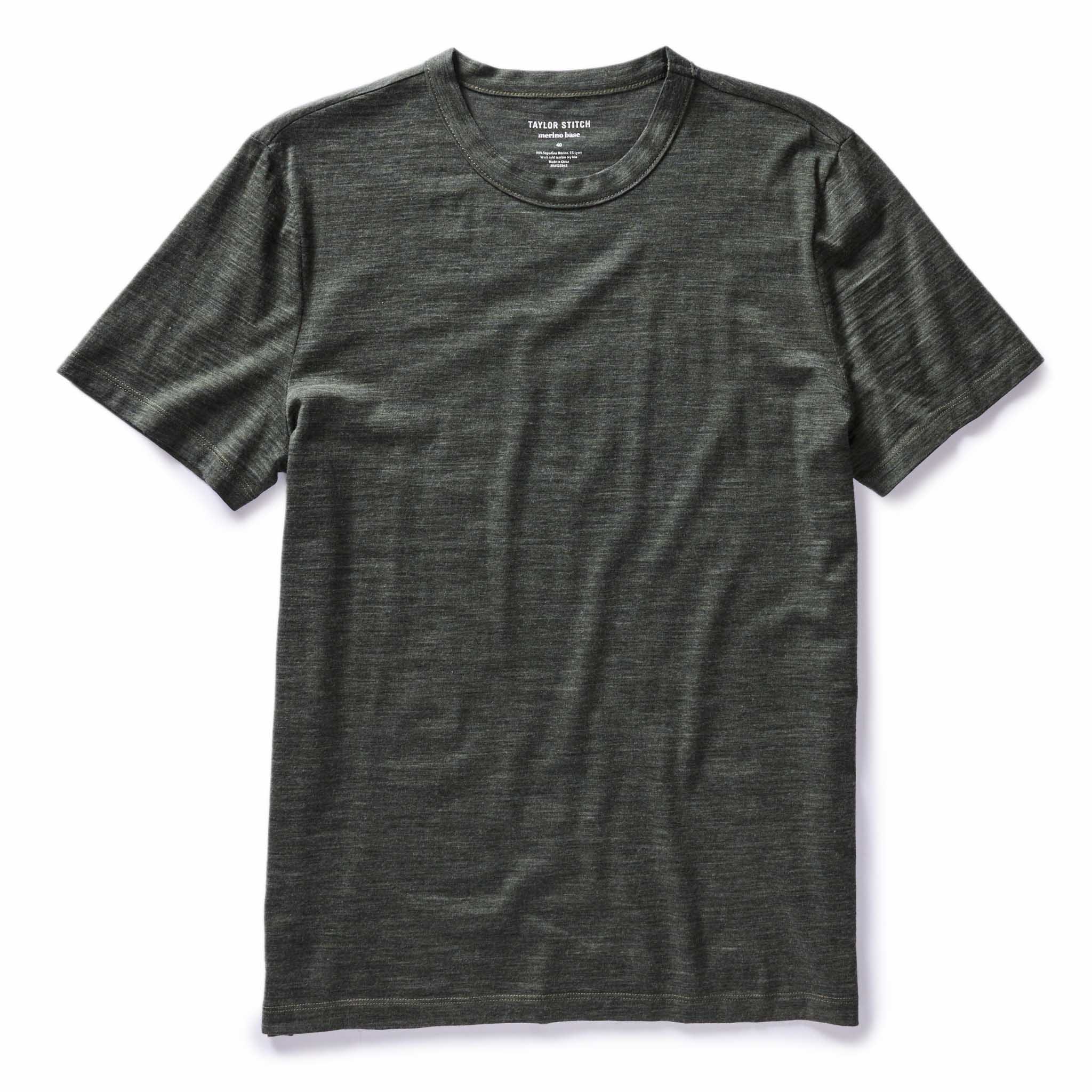 The Merino Tee in Heather Army