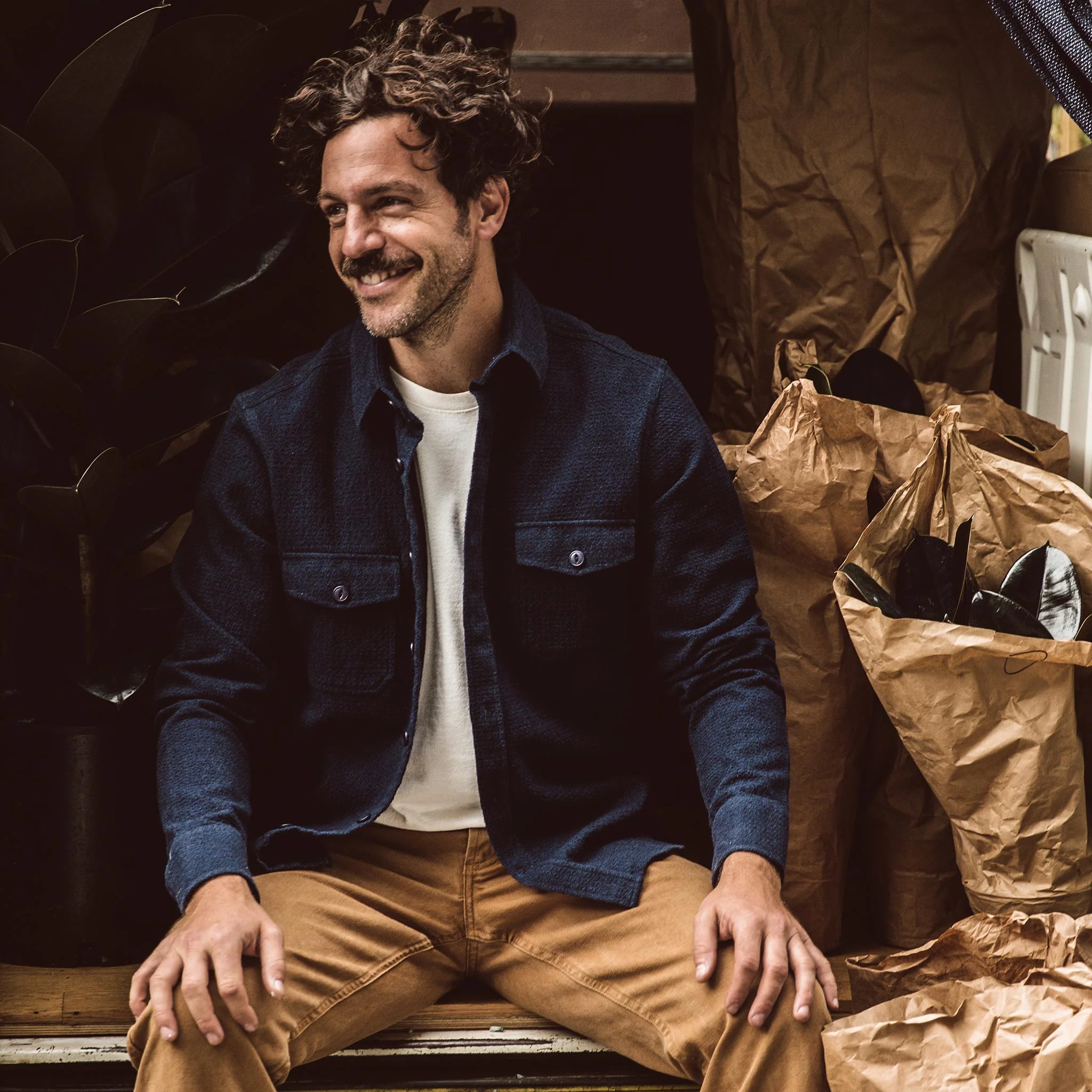 The Utility Shirt in Navy Jacquard