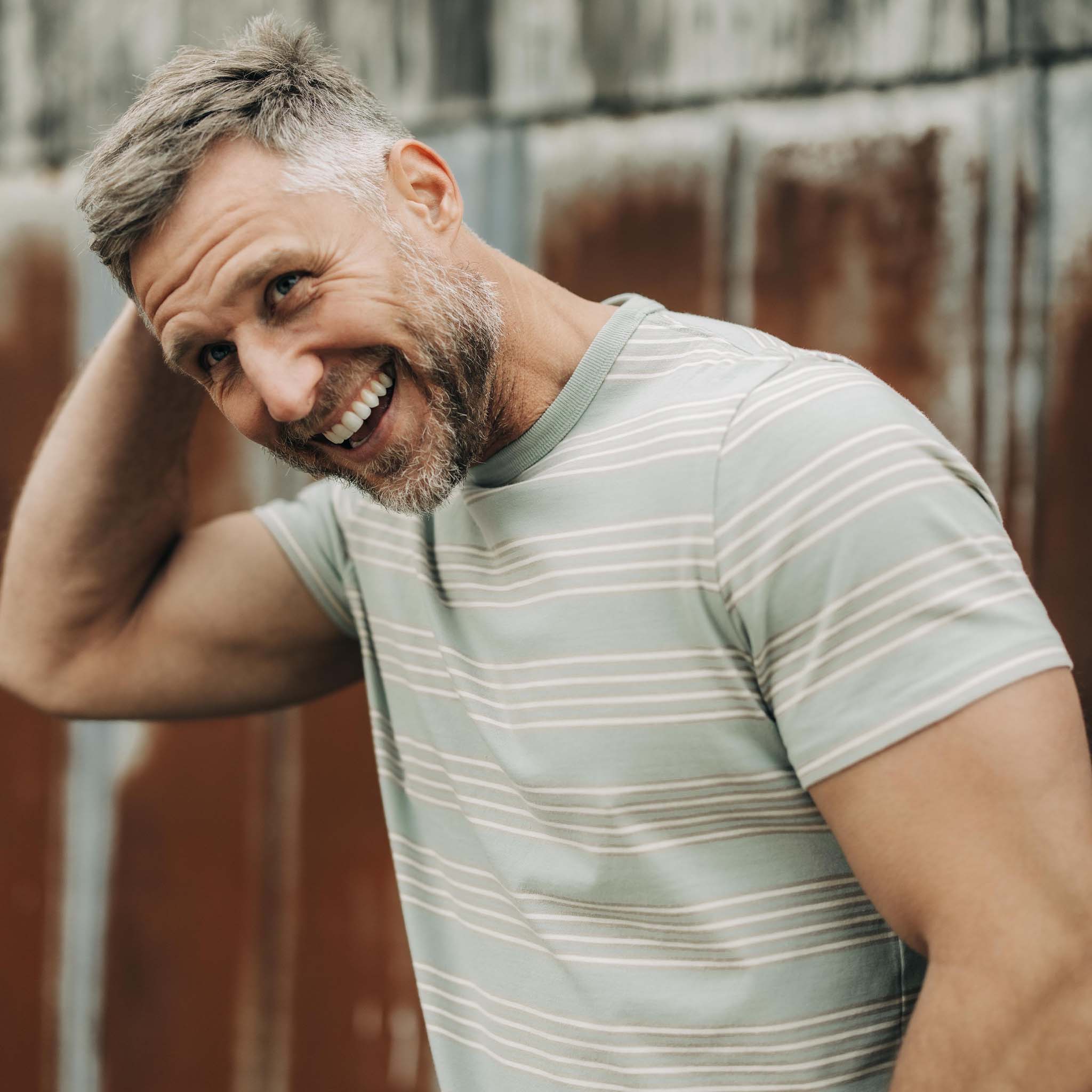 The Organic Cotton Tee in Seafoam Stripe