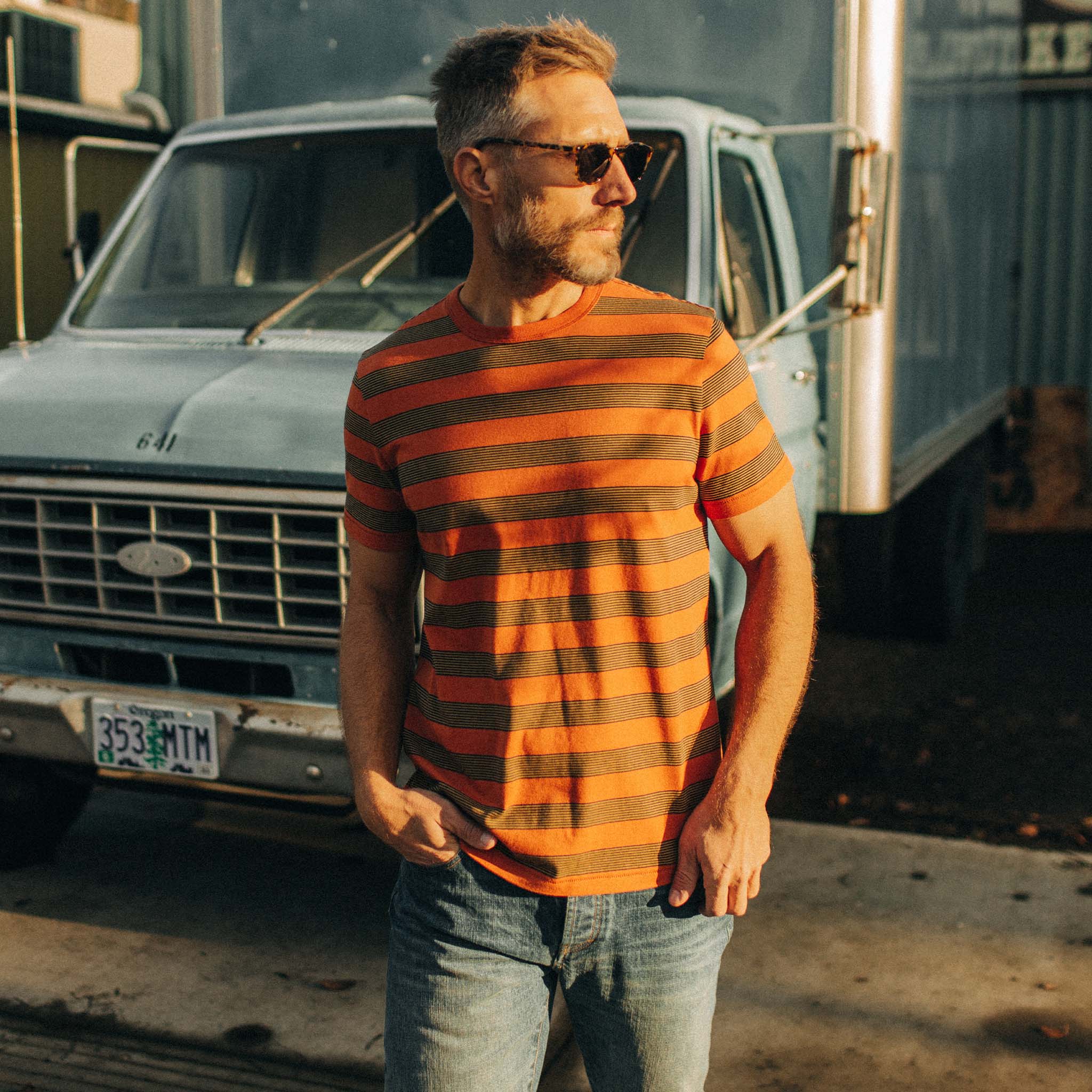 The Organic Cotton Tee in Rust Stripe