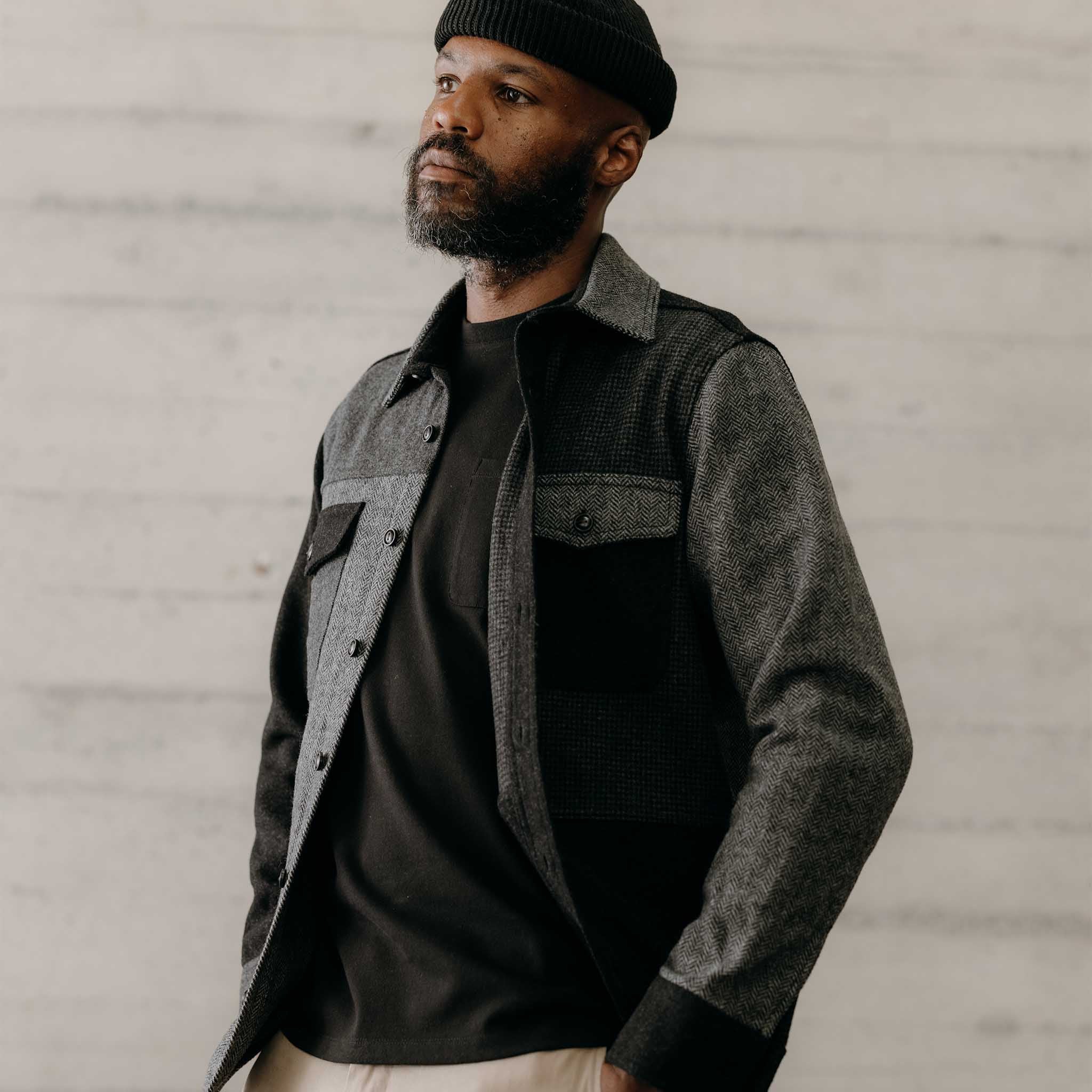 The Patchwork Overshirt in Ash Tweed