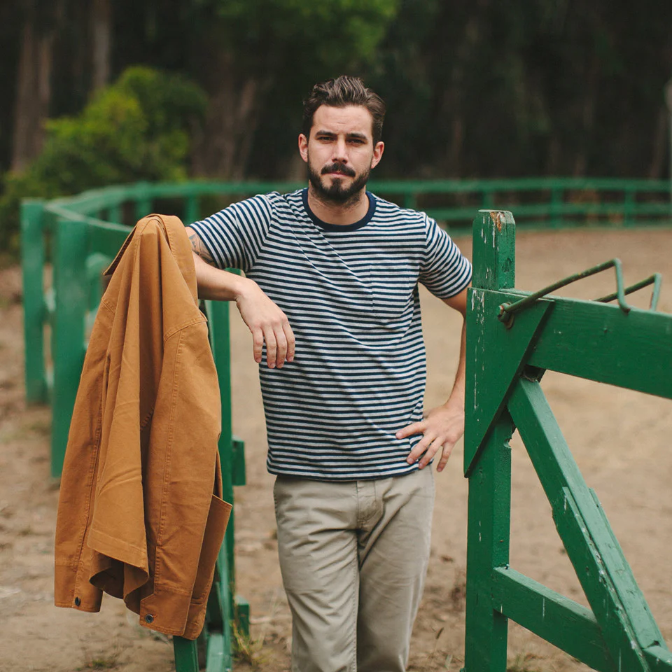 The Sequoia Stripe Tee in Navy & Grey